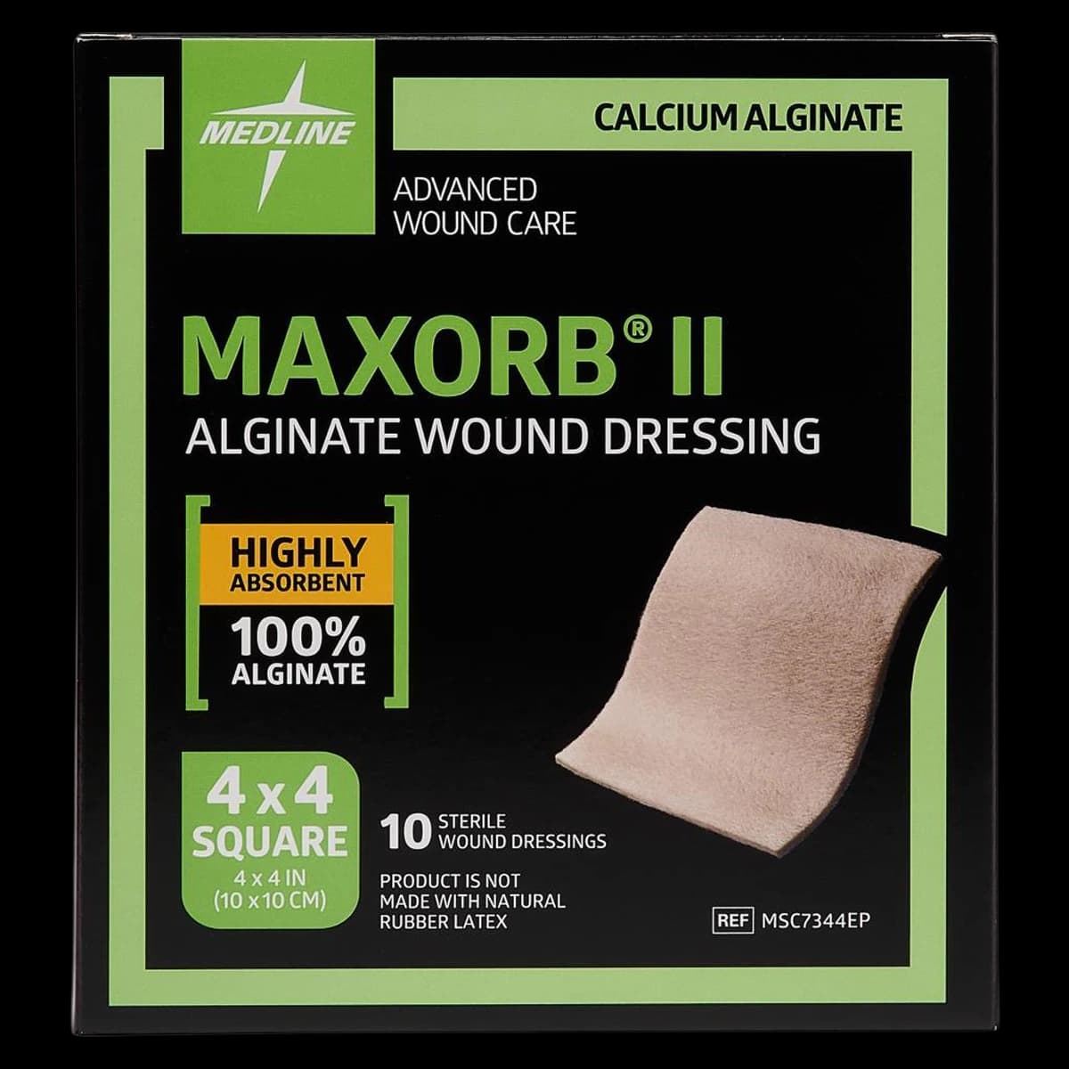 Medline Maxorb II Alginate Wound Dressing, 4" x 4", Non-Latex - Dressing Maxorb II Alginate - Image 1