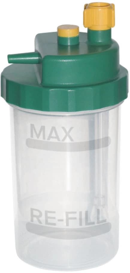 Drive Medical Designs Bottle Humidifier for Oxygen Sources, Clear/Green, 500 mL, 50/Case - Cannister - Image 1