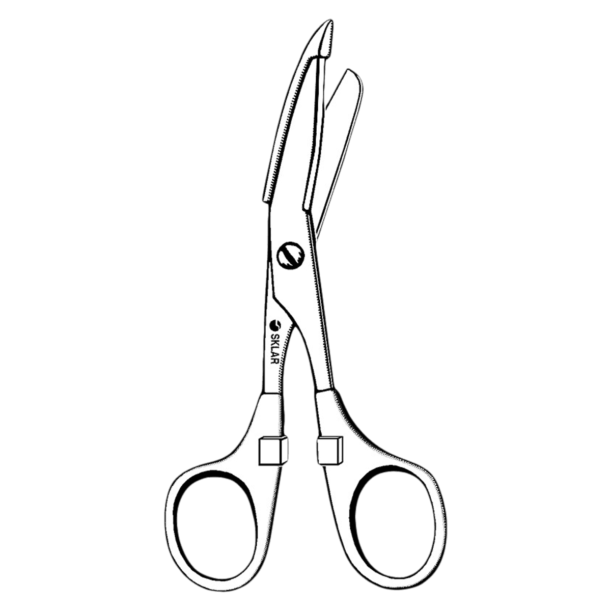 Sklar Instruments Nurse & Bandage Scissors, Angled, 5-1/2", Stainless Steel/Plastic, Non-Sterile, Reusable, Each - Scissors Nurses's Bandage - Image 1