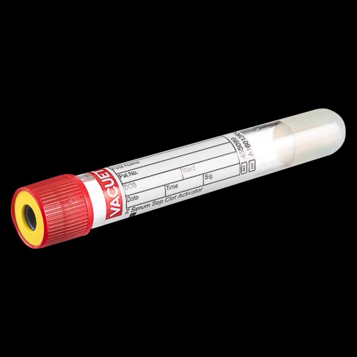 Vacuette Tube Serum w/ Gel, Red/Yellow, 7mL, Pull Cap, Sterile, 50/Box - Vacuette Tube Serum w/ Gel - Image 1