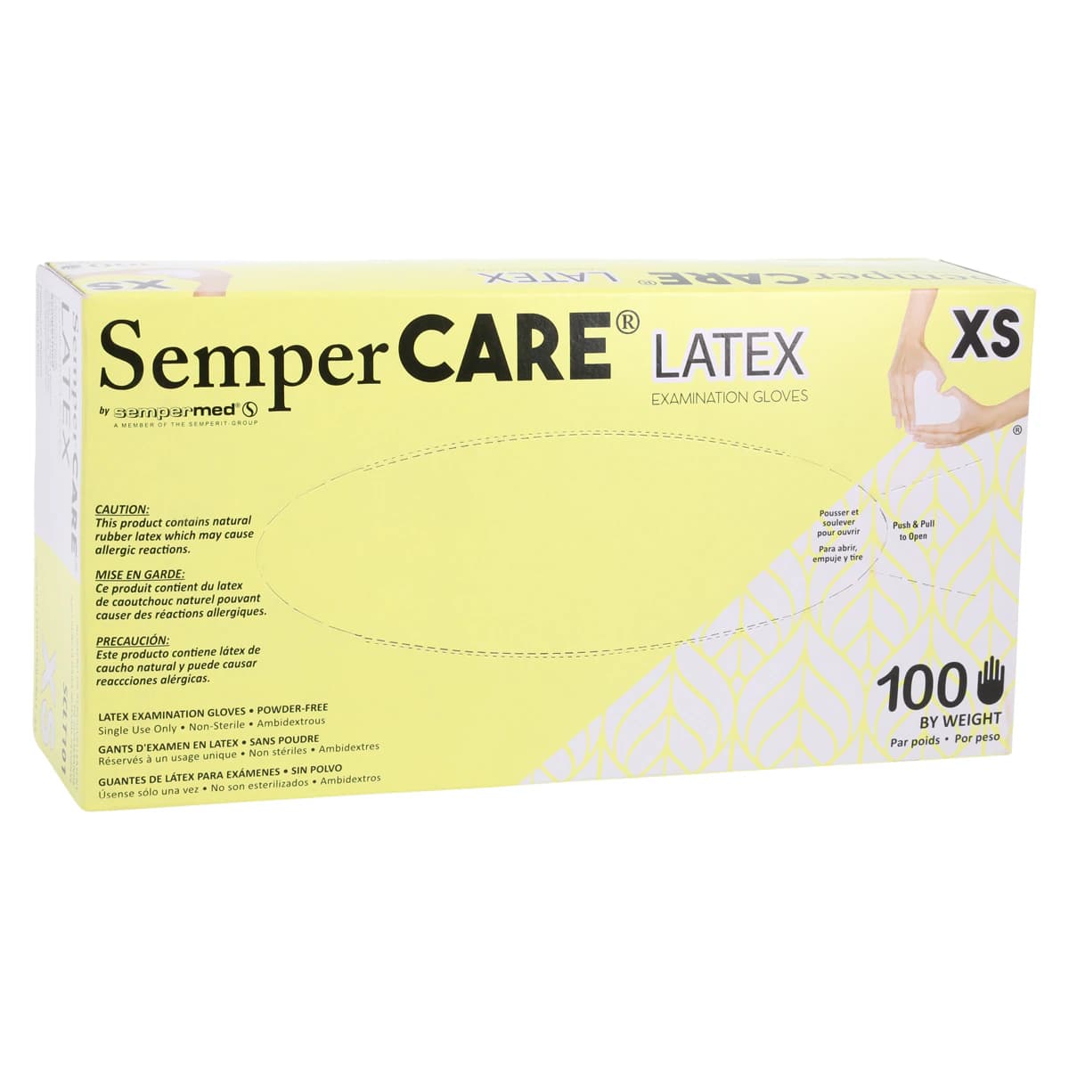 SemperCare® Latex Exam Gloves, Powder Free, Non-Sterile, Extra Small, Cream, 100/Box thumbnail 4