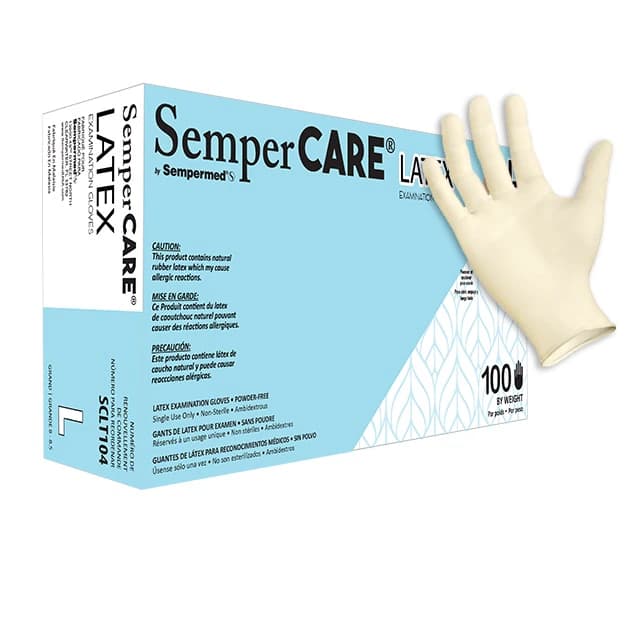 SemperCare® Latex Exam Gloves, Powder Free, Non-Sterile, Extra Small, Cream, 100/Box - SemperCare® Latex Exam Gloves XS Cream Box of 100 - Image 1