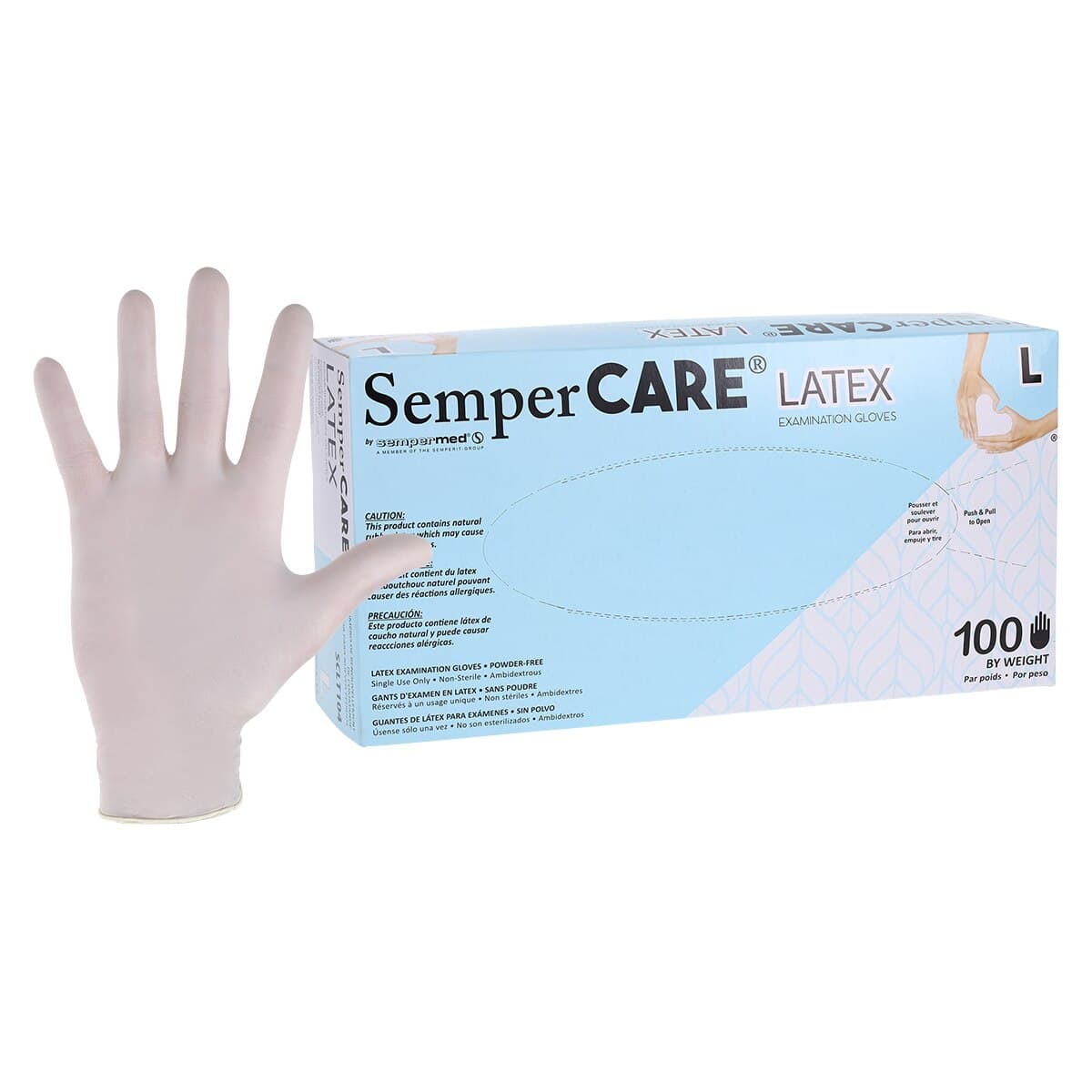 SemperCare® Latex Exam Gloves, Powder Free, Non-Sterile, Large, Cream, 100/Box thumbnail 2