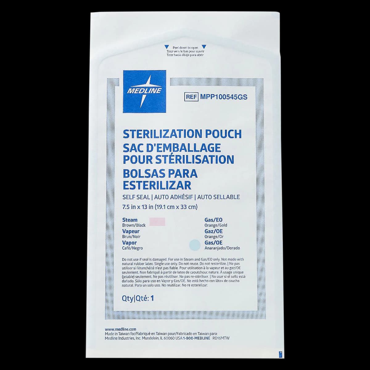 Medline Self-Seal Sterilization Pouch, 7.5 in x 13 in, 1000/Case - Pouch Sterilization Self Seal - Image 1