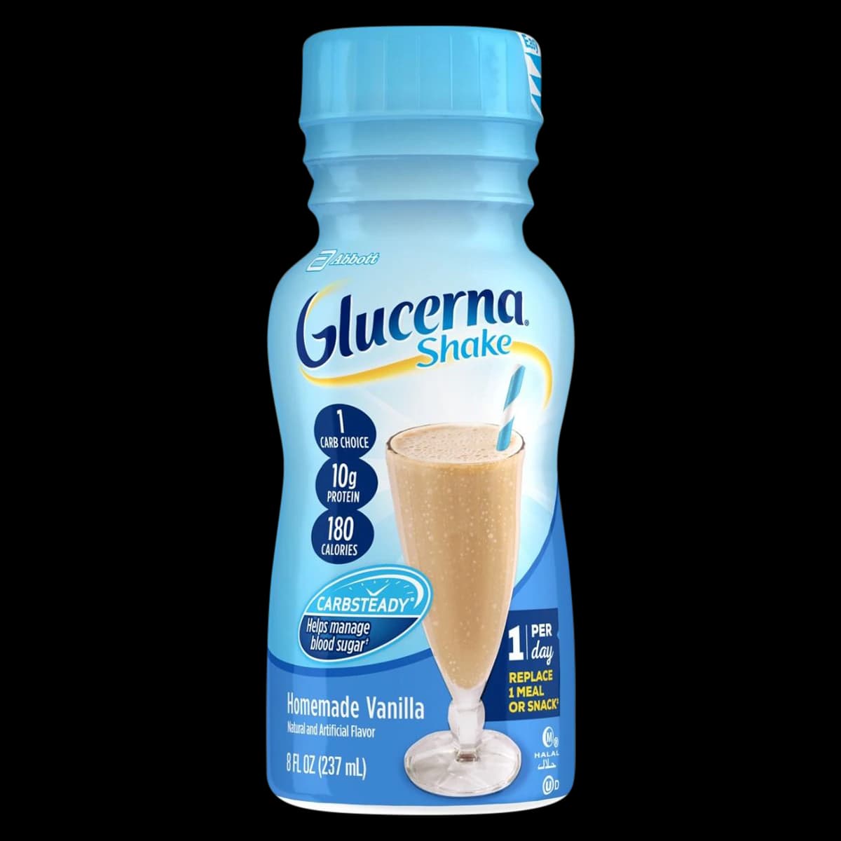 Glucerna Meal Replacement Shake, Vanilla, 8 fl oz Bottles, 24/Case - Shake Glucerna Retail - Image 1
