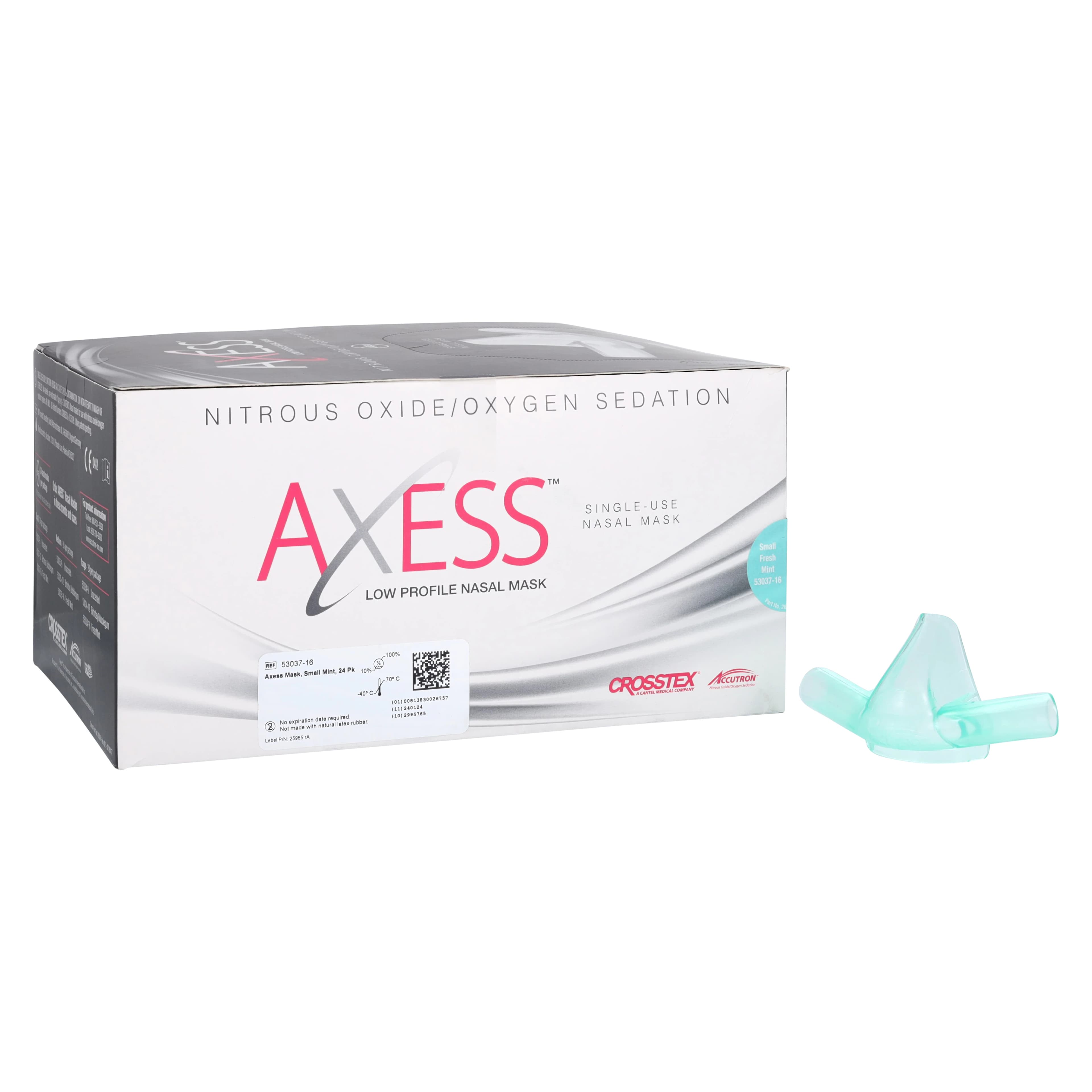 Axess Low Profile Nasal Mask, Small, Fresh Mint, Single-Use, 24/Pk, 53037-16 - Axess Low Profile Nasal Mask, Small, Fresh Mint, 24/Pk, 53037-16 - Image 1