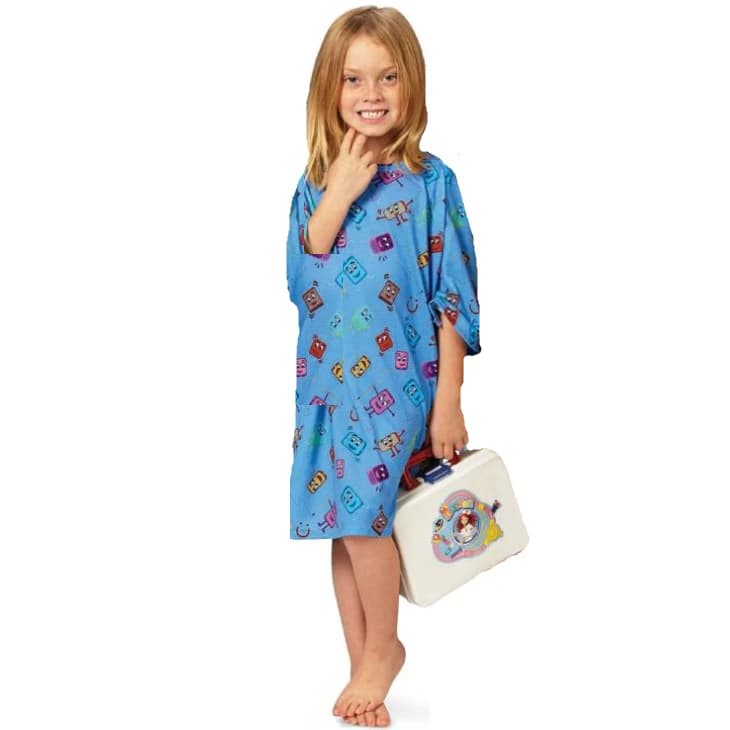 Fashion Seal Mobies Pediatric Patient Gown, Medium, Blue, Polyester Knit, Each - Gown Mobies Peds Blue - Image 1
