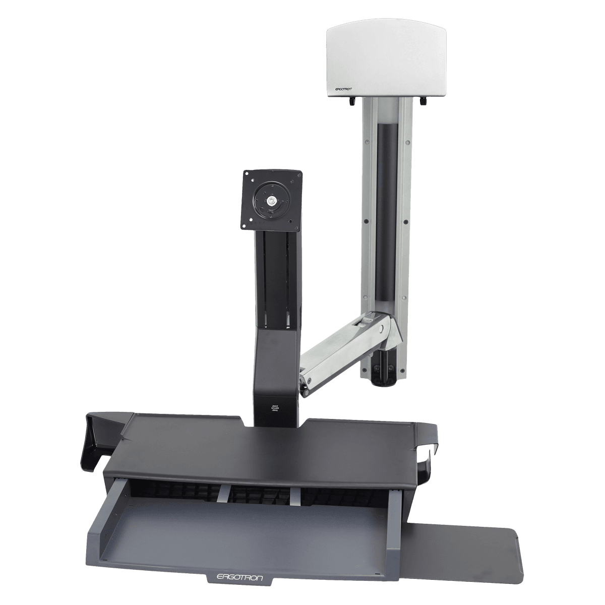 Ergotron StyleView Sit-Stand Combo System, Polished Aluminum, Silver, with Worksurface - StyleView Sit-Stand Combo Syst - Image 1