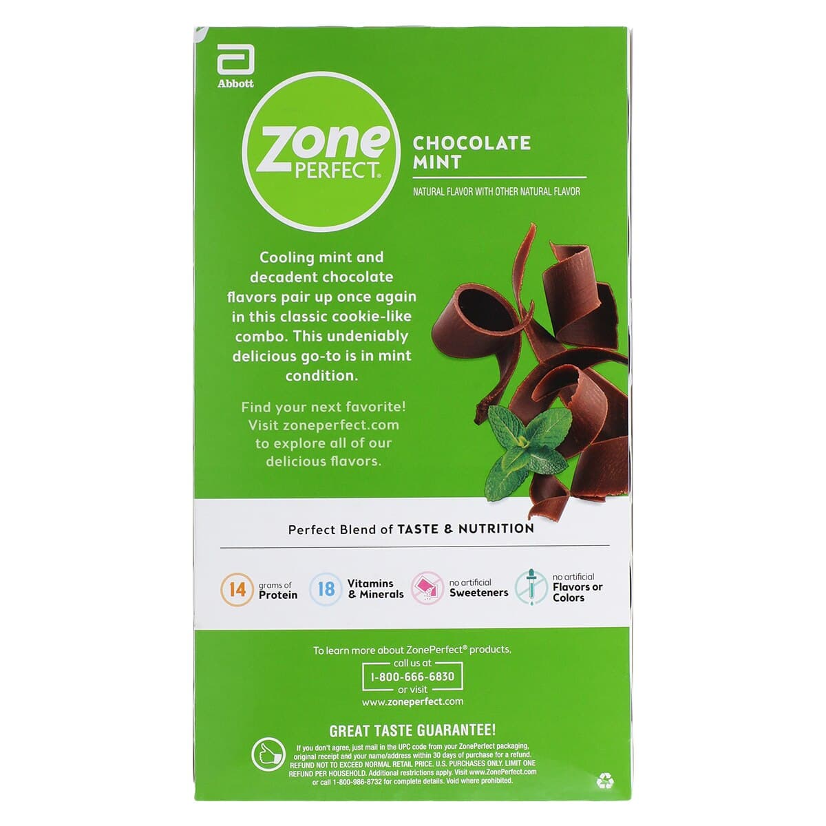 Zone Perfect Nutrition Bar, Chocolate Mint, 12/Box thumbnail 2