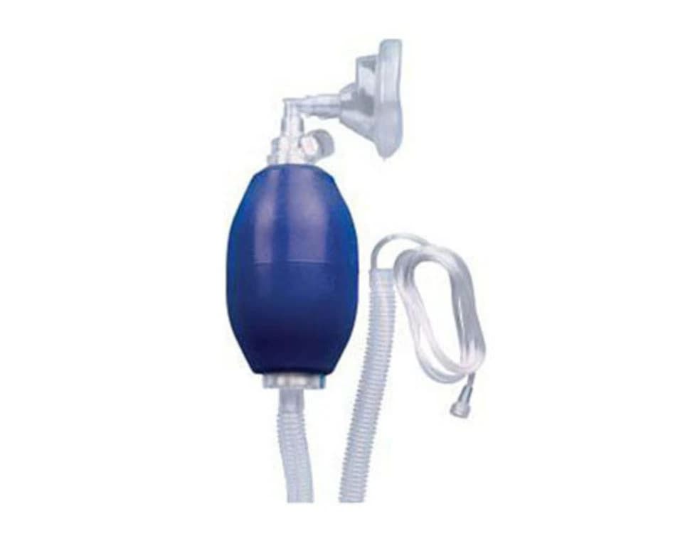 SunMed Adult Bag Resuscitator with Mask, Reservoir Bag, PEEP Valve, 10" U-Connect It Tubing, Disposable, 6/Case - Bag Resus w/Bag 10" - Image 1