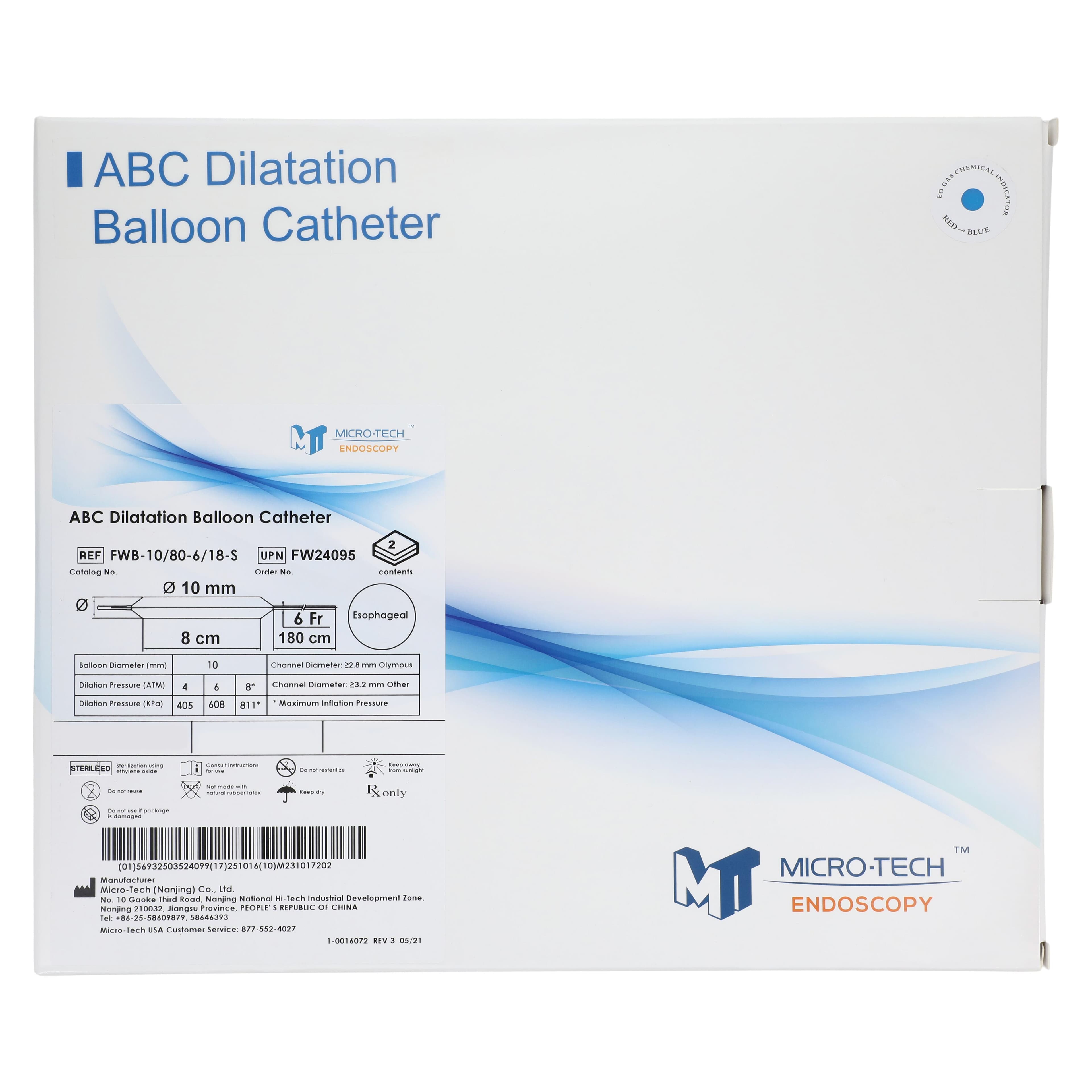 Micro-Tech Endoscopy ABC Esophageal Dilation Balloon, 180cm, 10mm, 8cm, Sterile, Single-Use, 2/Box thumbnail 3
