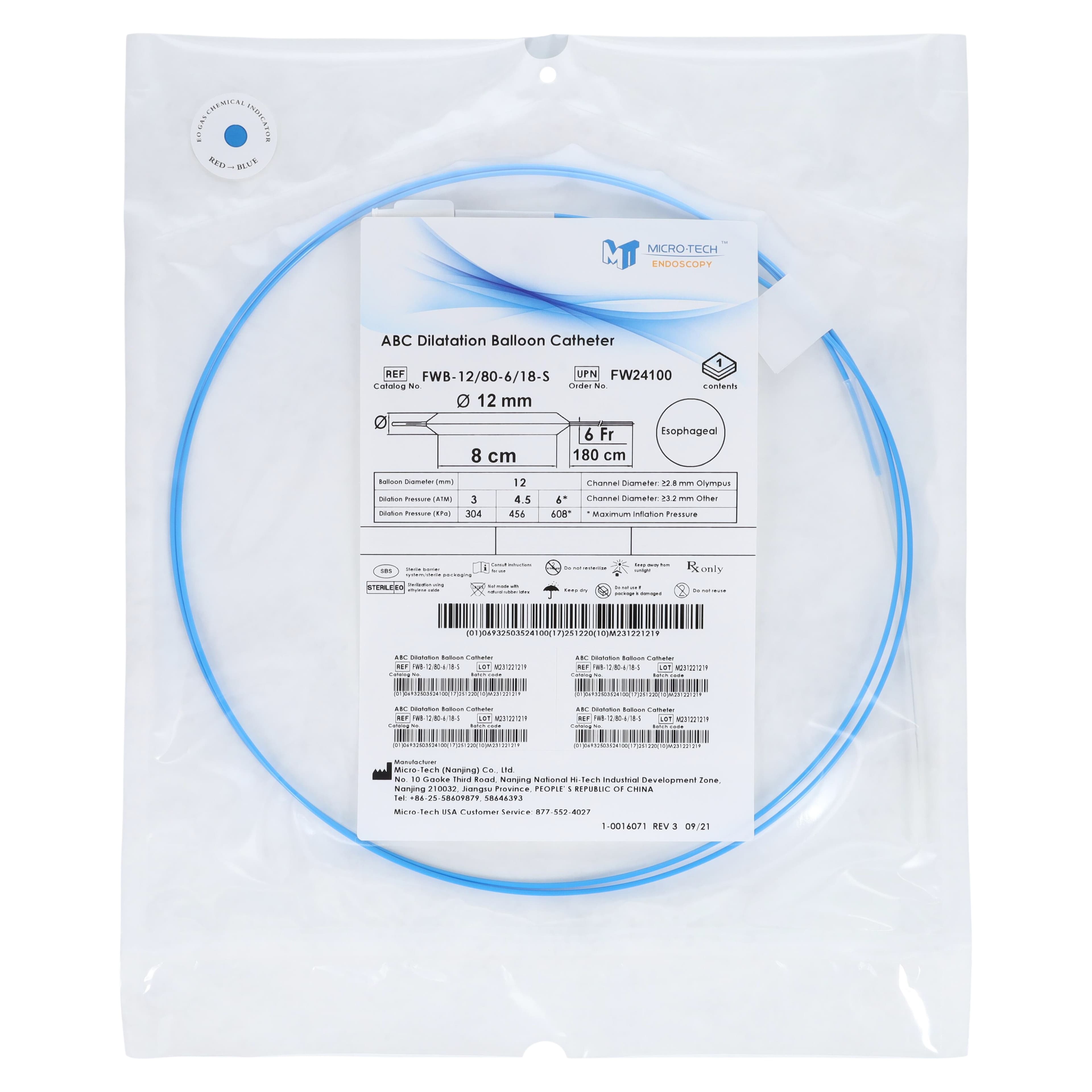 Micro-Tech ABC Esophageal Dilation Balloon, 12mm x 8cm, 180cm, Sterile, Single-Use, 2/Box thumbnail 2