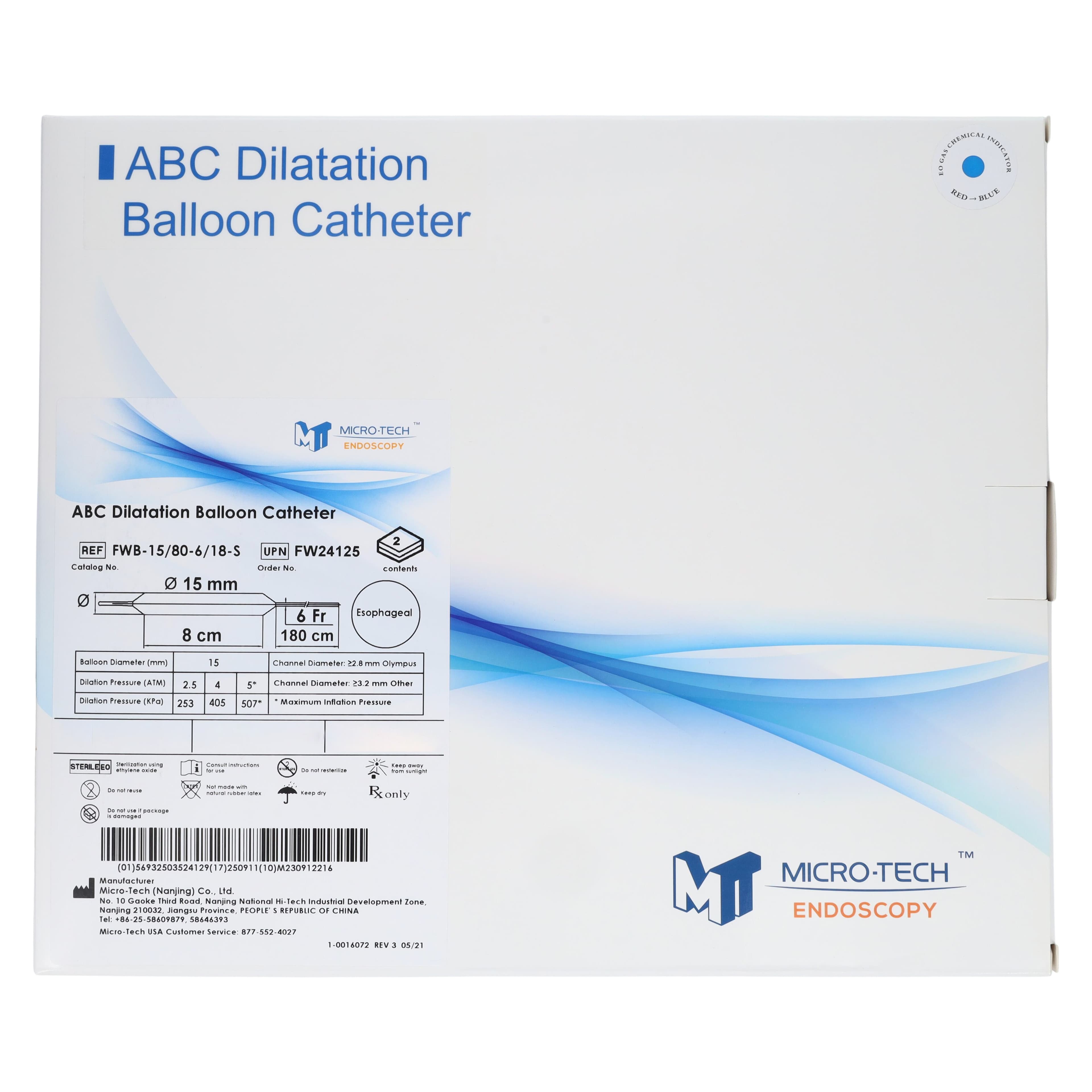 Micro-Tech Endoscopy ABC Esophageal Dilation Balloon, 180cm, 15mm, 8cm, Sterile, Single-Use, 2/Box thumbnail 3