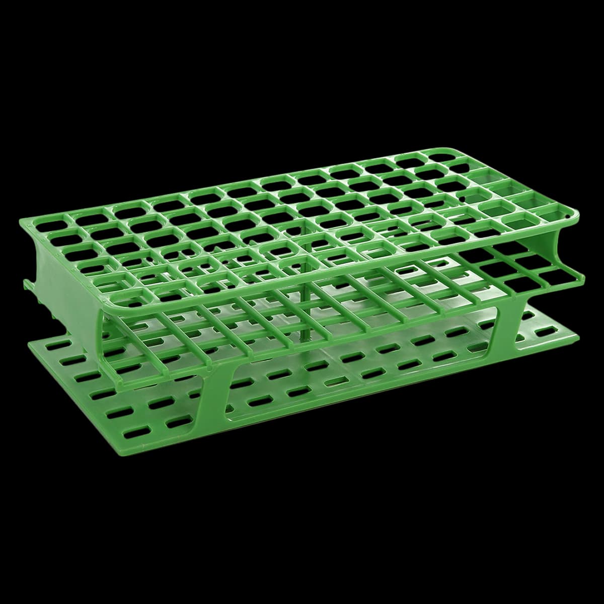 Heathrow Scientific OneRack Test Tube Rack, Polypropylene, Green, 16 mm, 72 Wells, 8/Case - 16 mm PP Tube Rack, Green - Image 1