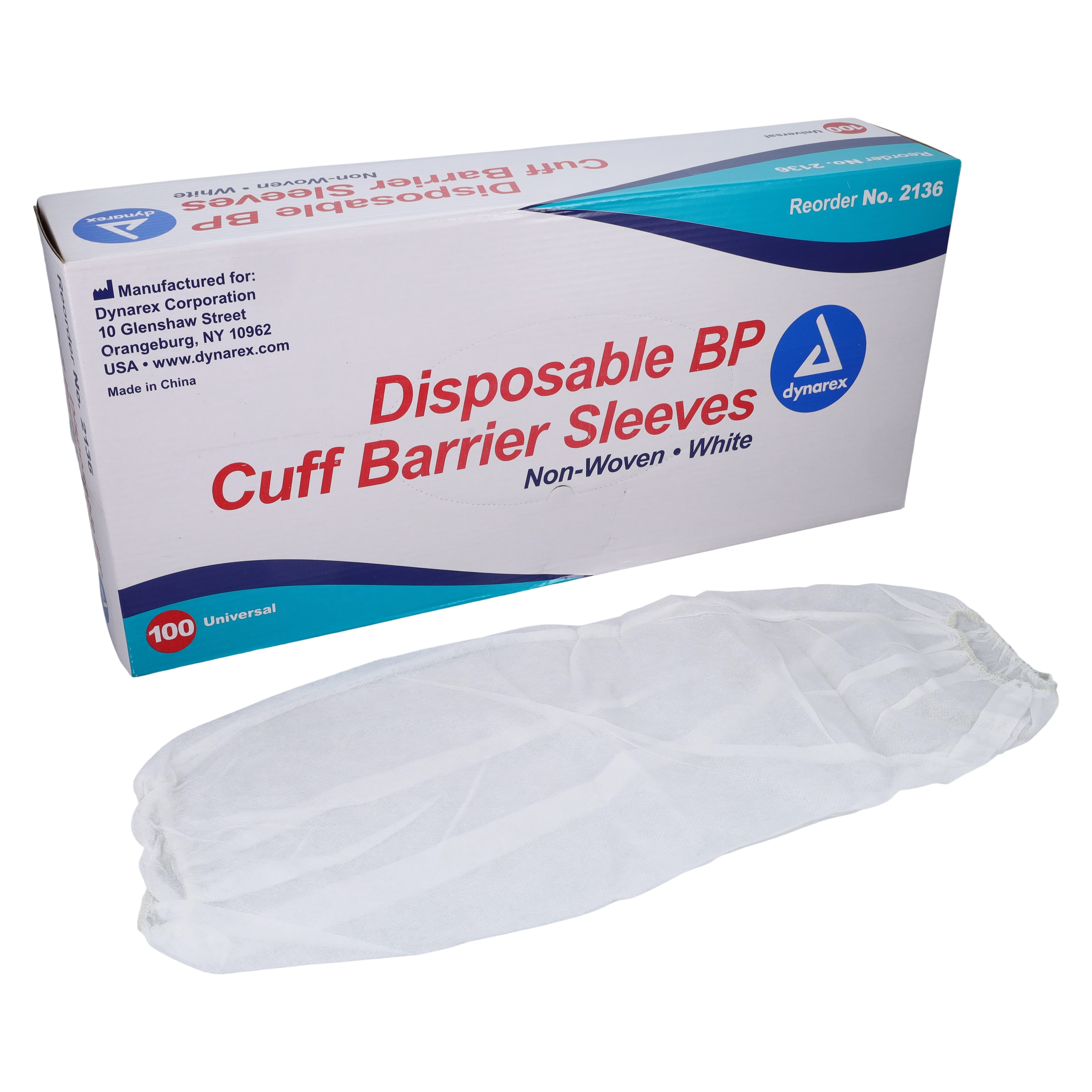 Dynarex Blood Pressure Cuff Barrier Sleeves, White, 500/Case thumbnail 2