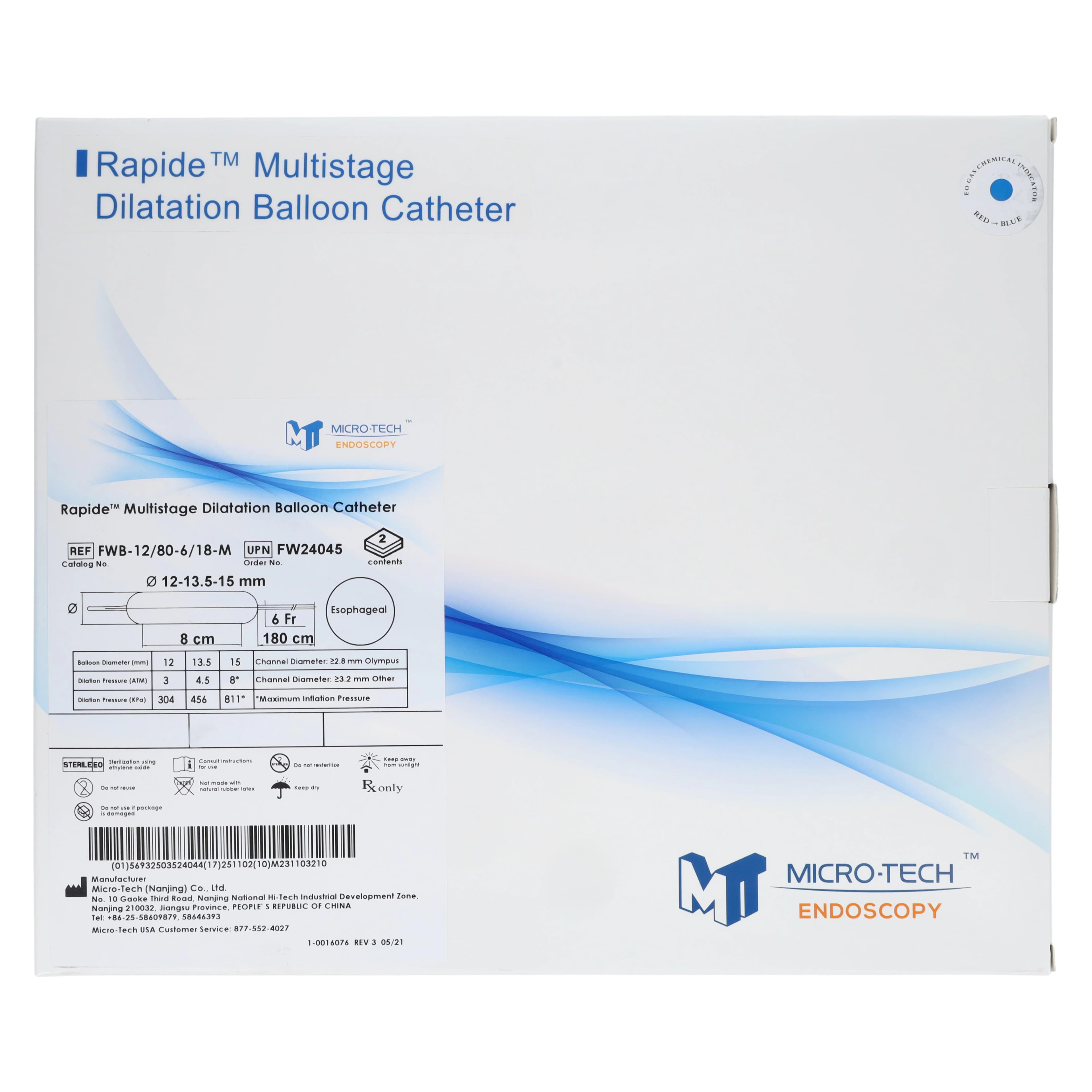 Rapide Esophageal Dilation Balloon, 180cm, 12-13.5-15mm, 8cm, Single-Use, 2/Box thumbnail 2
