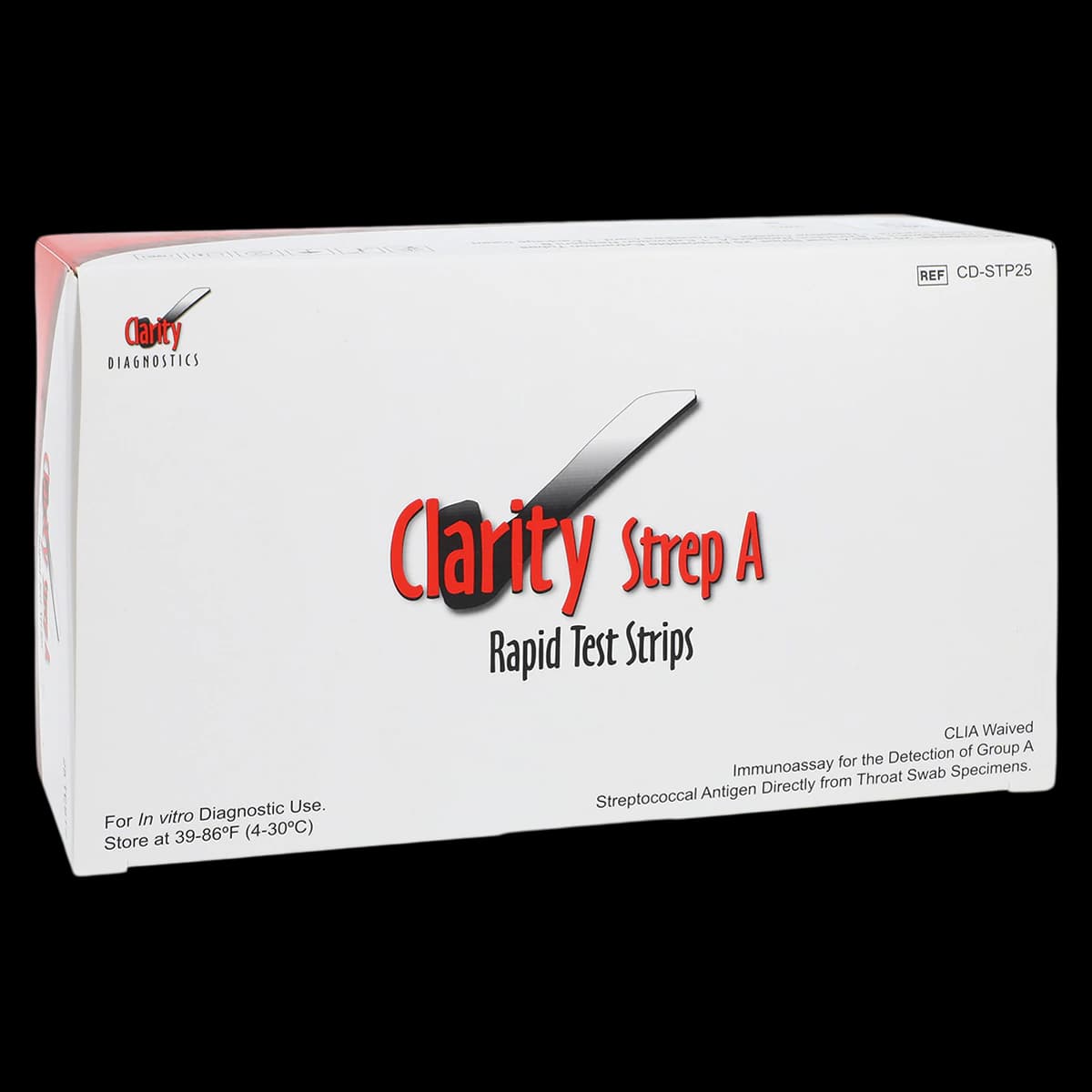 Clarity Strep A Rapid Test Strips, CLIA Waived, with Swabs/Reagent A/Controls, 25 Tests/Kit - Clarity Rapid Strep A Strp Tst - Image 1