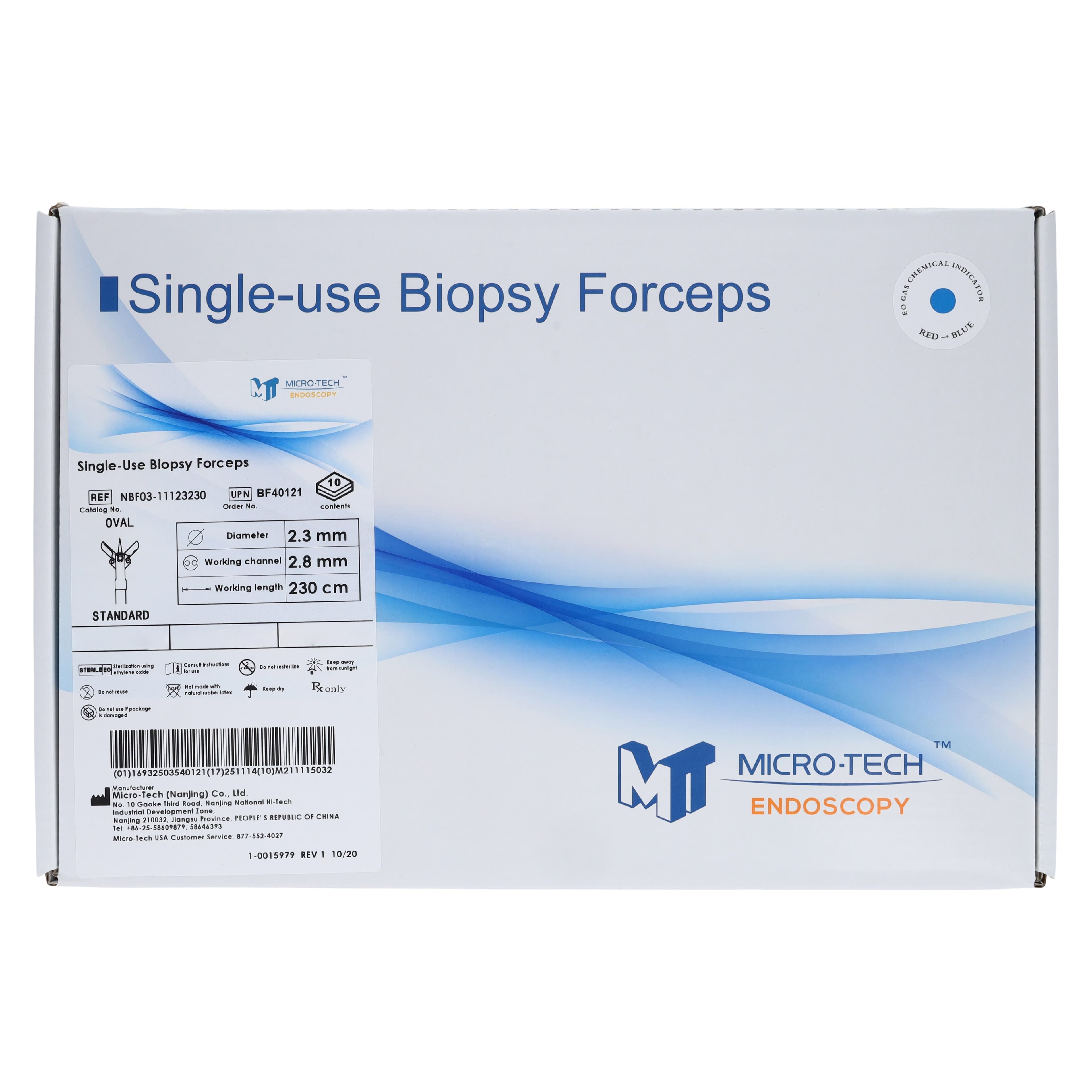 Micro-Tech Endoscopy Oval Cup Biopsy Forceps, Single-Use, 230cm Working Length, Blue, 10/Box thumbnail 2