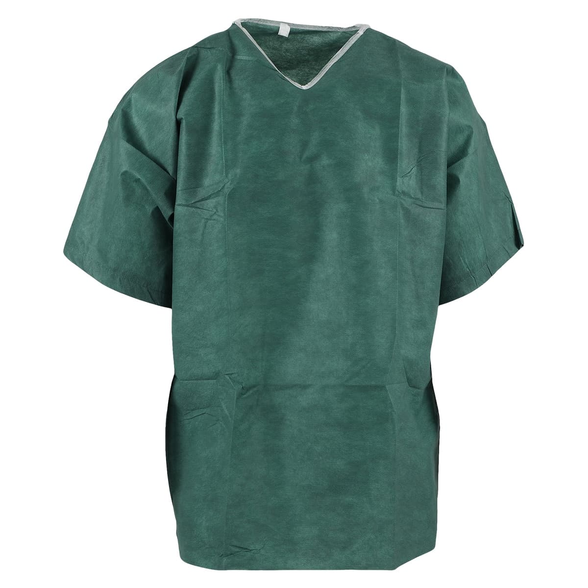 Graham Medical Patient Scrub Shirt, SMS Disposable, Medium, Dark Green, Short Sleeve, V-Neck, Unisex, 30/Case thumbnail 2