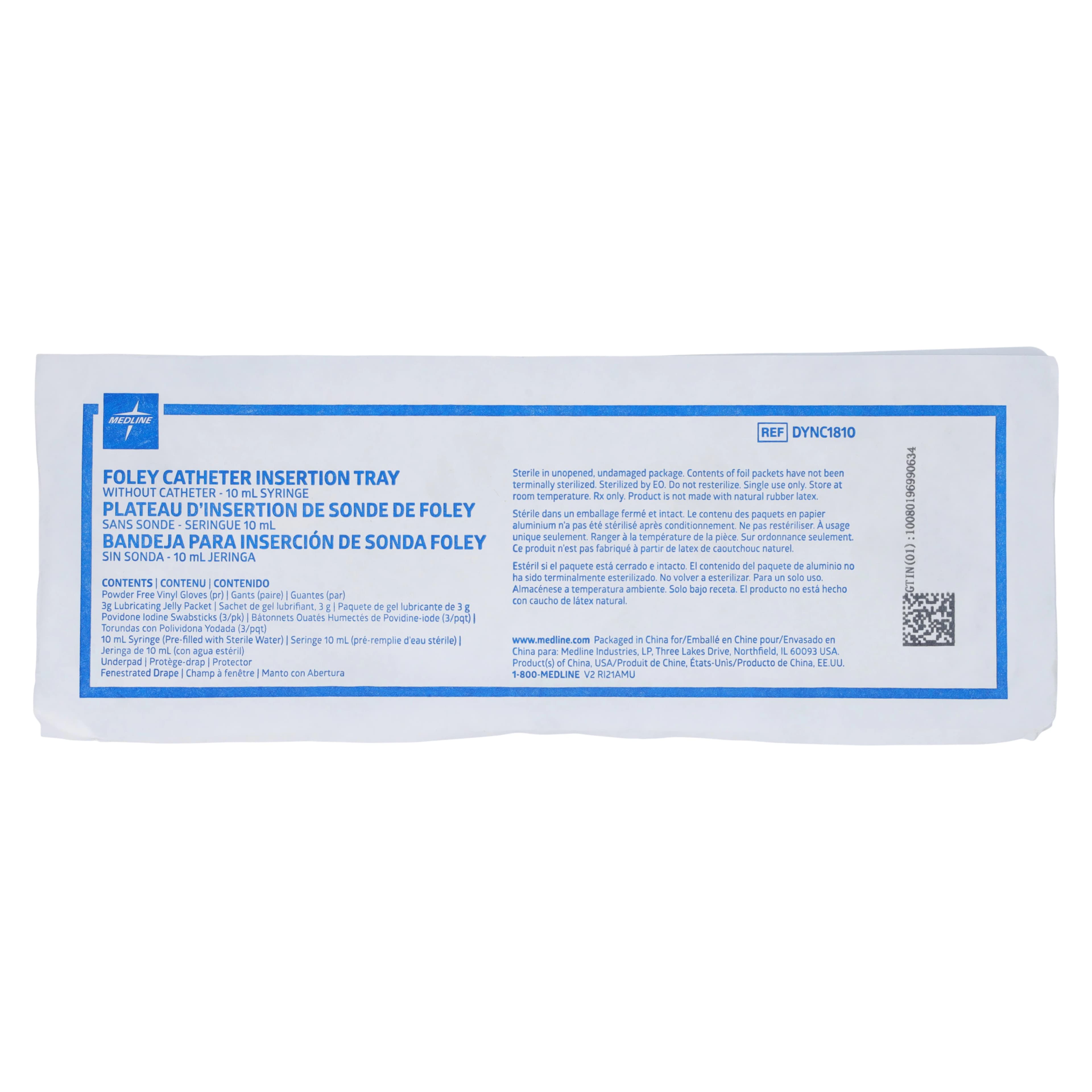 Medline Foley Insertion Tray, PVP (Polyvinylpyrrolidone) Coated, Sterile - Foley Insertion Tray - Image 1