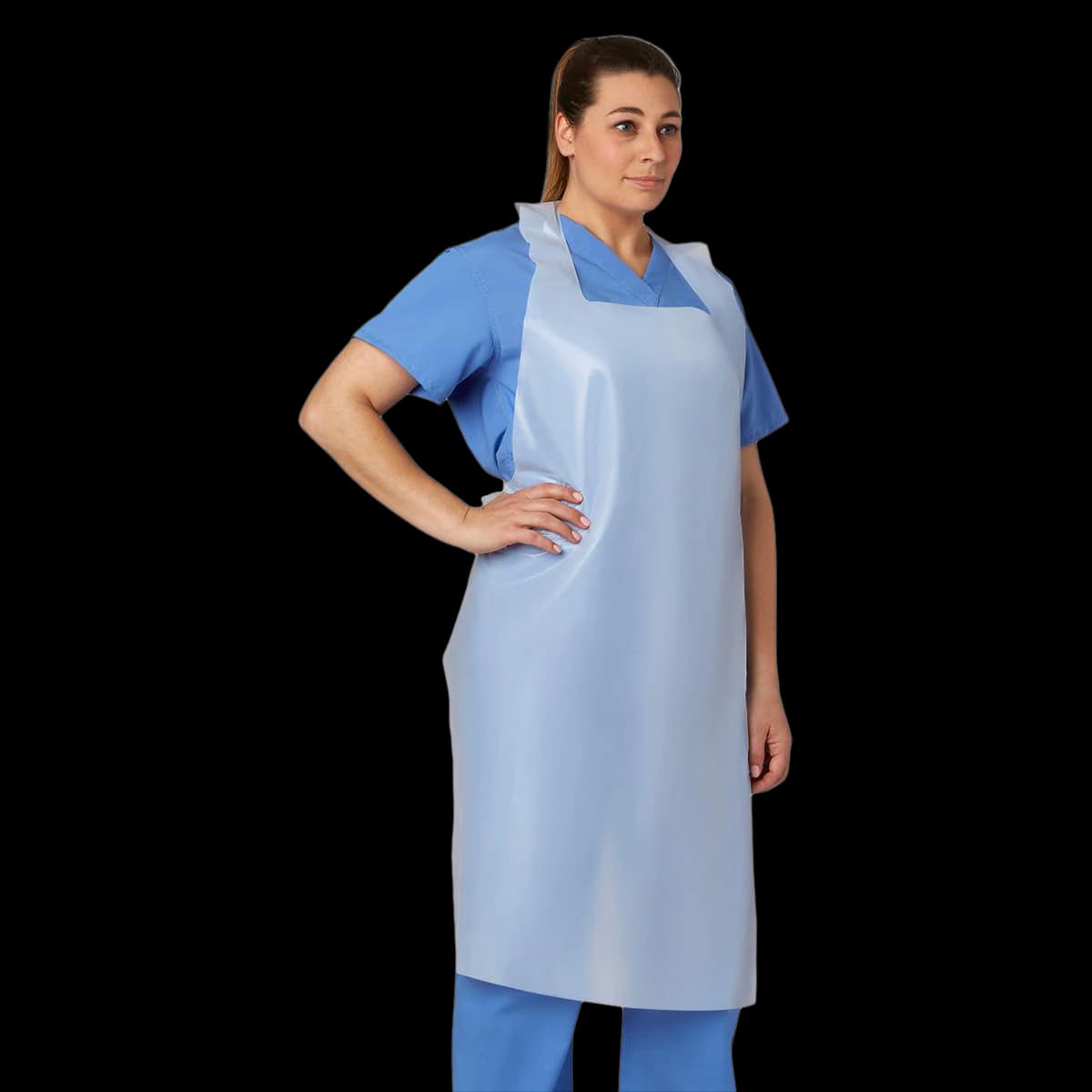 Medline Protective Disposable Pullover Apron, White, 250/Case - Apron Protective Wrppd Pullovr - Image 1