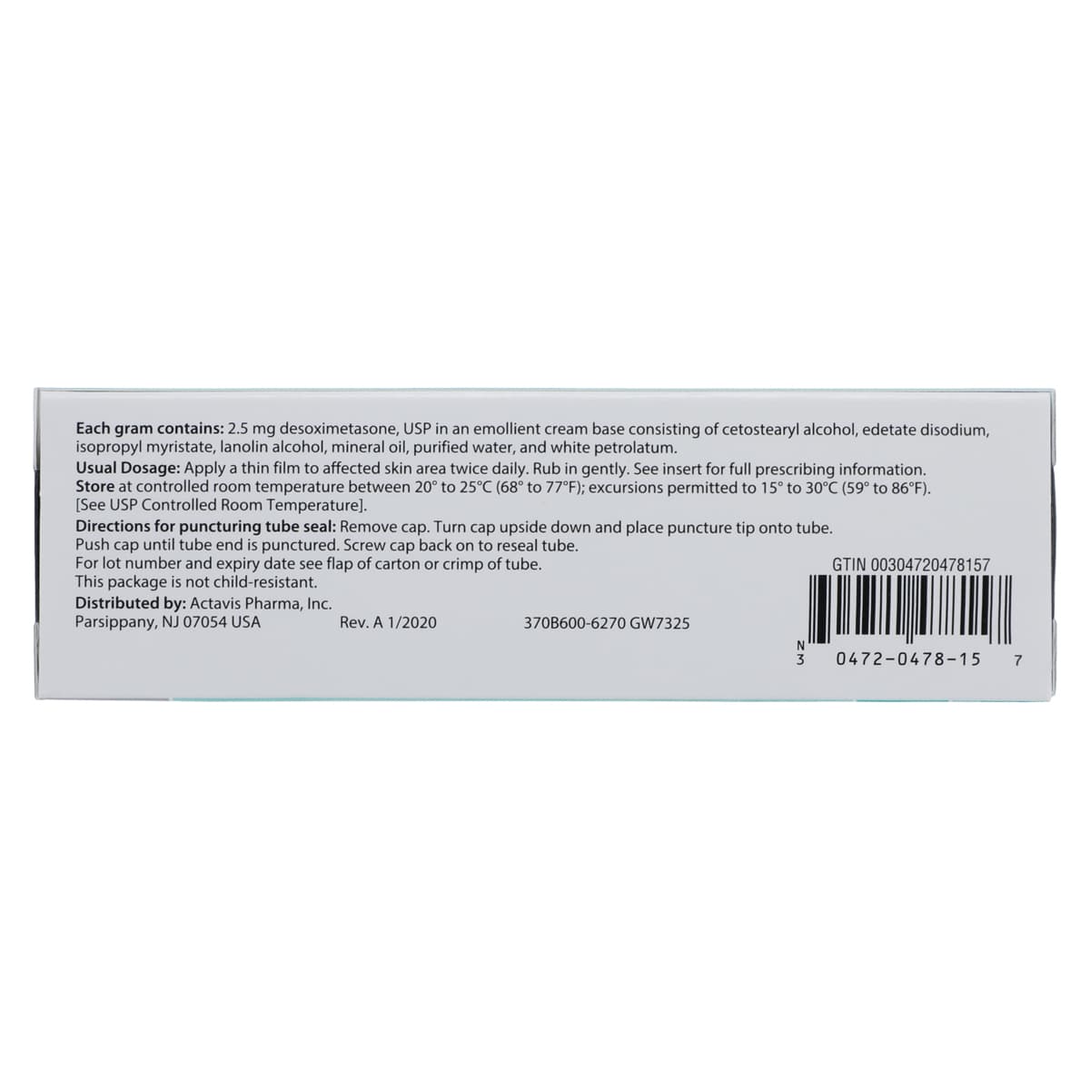 Desoximetasone Cream 0.25%, 15g Tube thumbnail 5