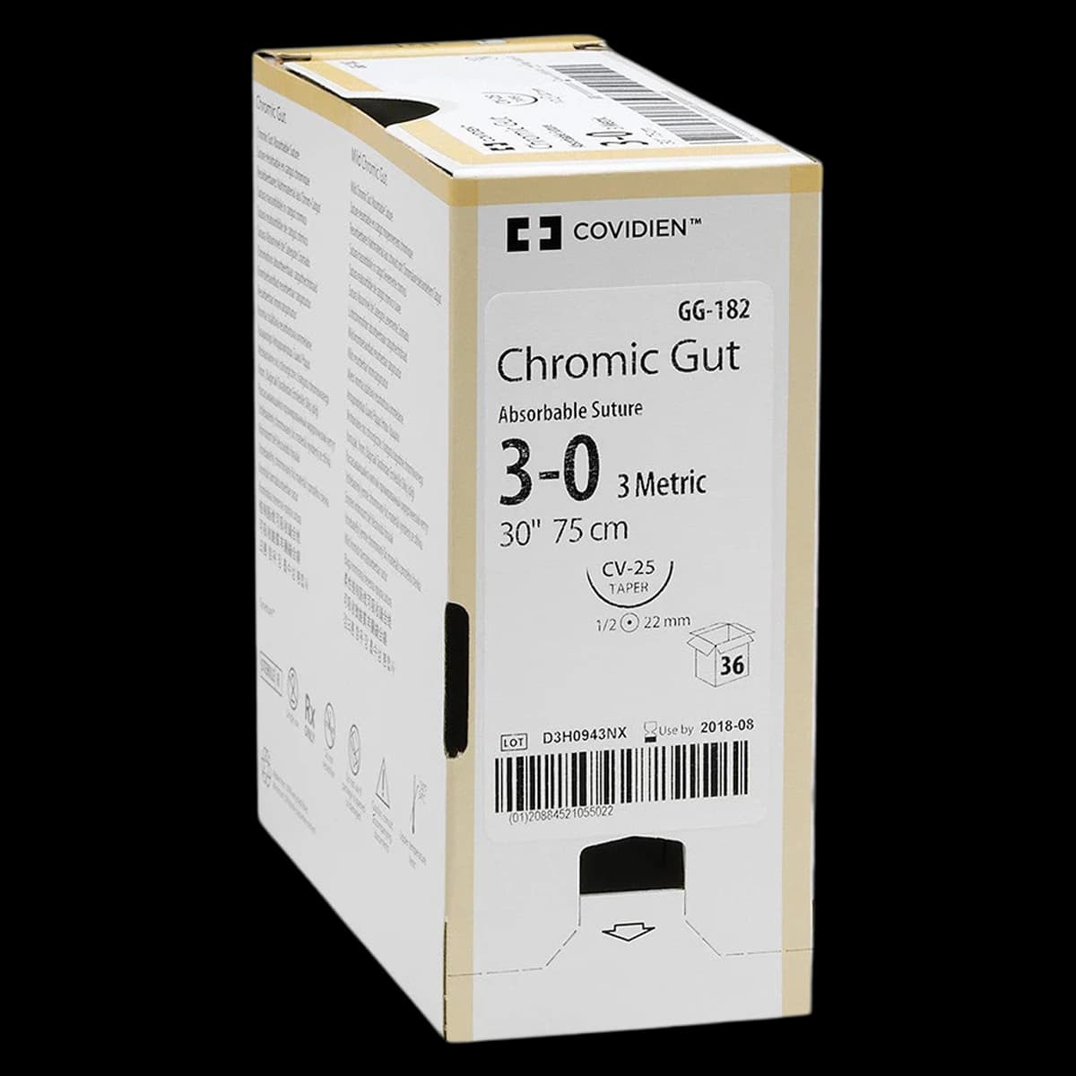 Surgigut Chromic Gut Suture, Size 0, 36" Monofilament, GS-25 Taper Point 1/2 Circle Needle 48mm, Brown, 36/Case - Suture Chronic Cut GS-25 - Image 1