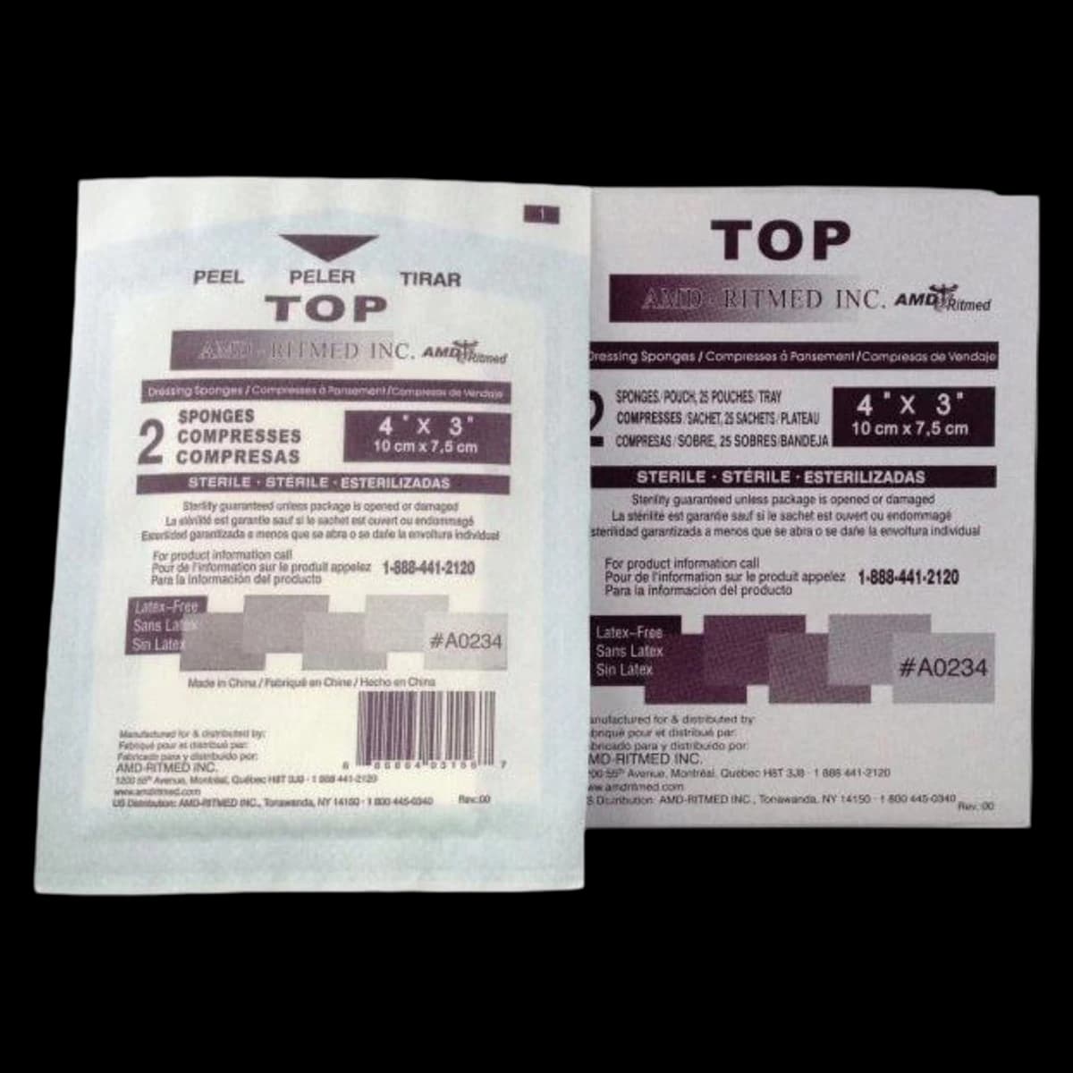 AMD Ritmed Sponge Top Nonwoven 8-Ply, Rayon/Polyester, 3x4", Latex-Free - Sponge Top Nonwoven 8Ply ST - Image 1