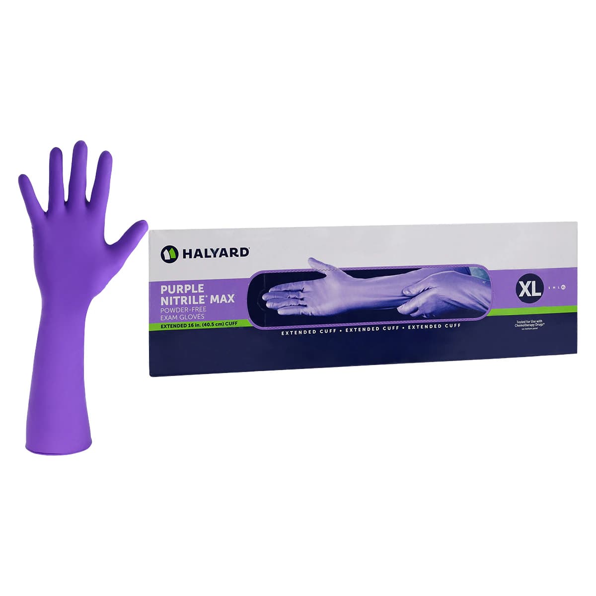 Purple Nitrile MAX Exam Gloves, Powder-Free, Non-Sterile, Textured, XL, Purple, 50/Box thumbnail 2