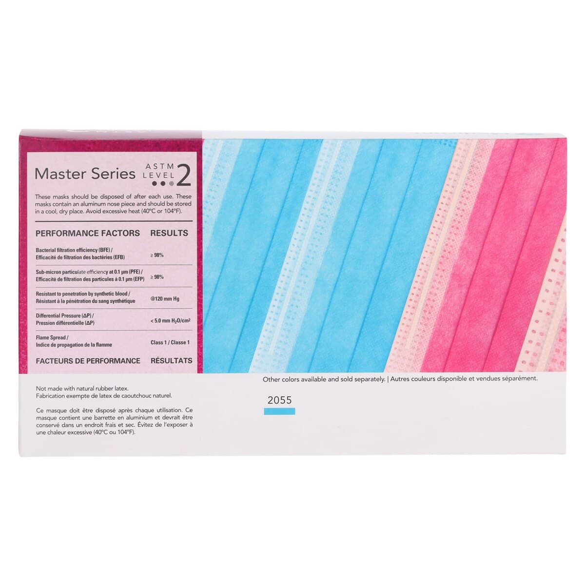 SafeMask Master Series Procedure Earloop Mask, ASTM Level 2, Azalea Festival (Bright Fuchsia), 50/Box, 2056 thumbnail 6