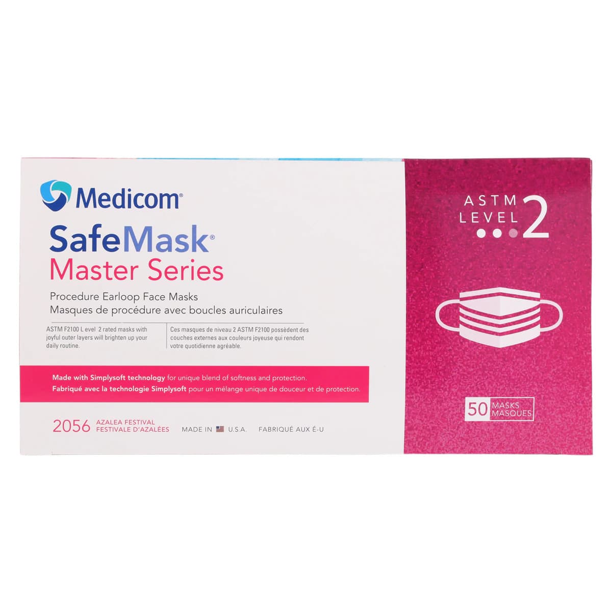 SafeMask Master Series Procedure Earloop Mask, ASTM Level 2, Azalea Festival (Bright Fuchsia), 50/Box, 2056 thumbnail 9