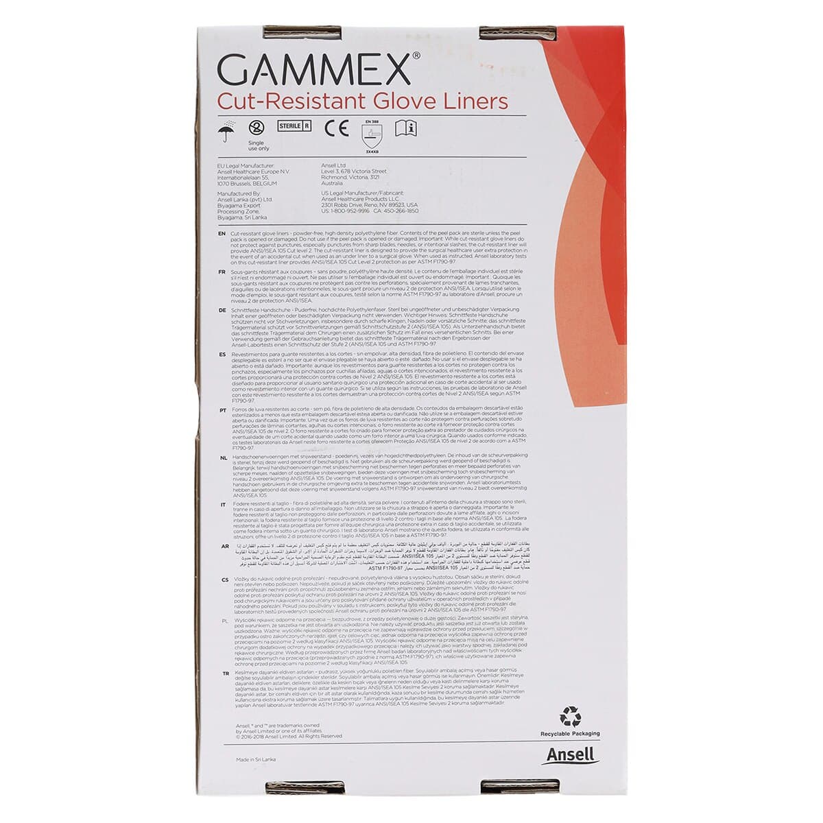 Ansell Gammex Dyneema Diamond Surgical Liner Gloves, X-Large, 5/Box thumbnail 2