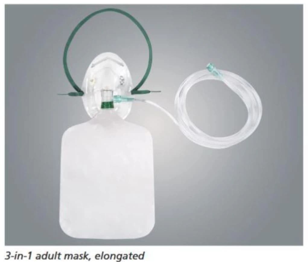 AirLife Adult Non-Rebreather Oxygen Mask with Vent, Vinyl, Latex-Free, 50/Case - Mask Oxygn Non-ReBrth w/Vent - Image 1