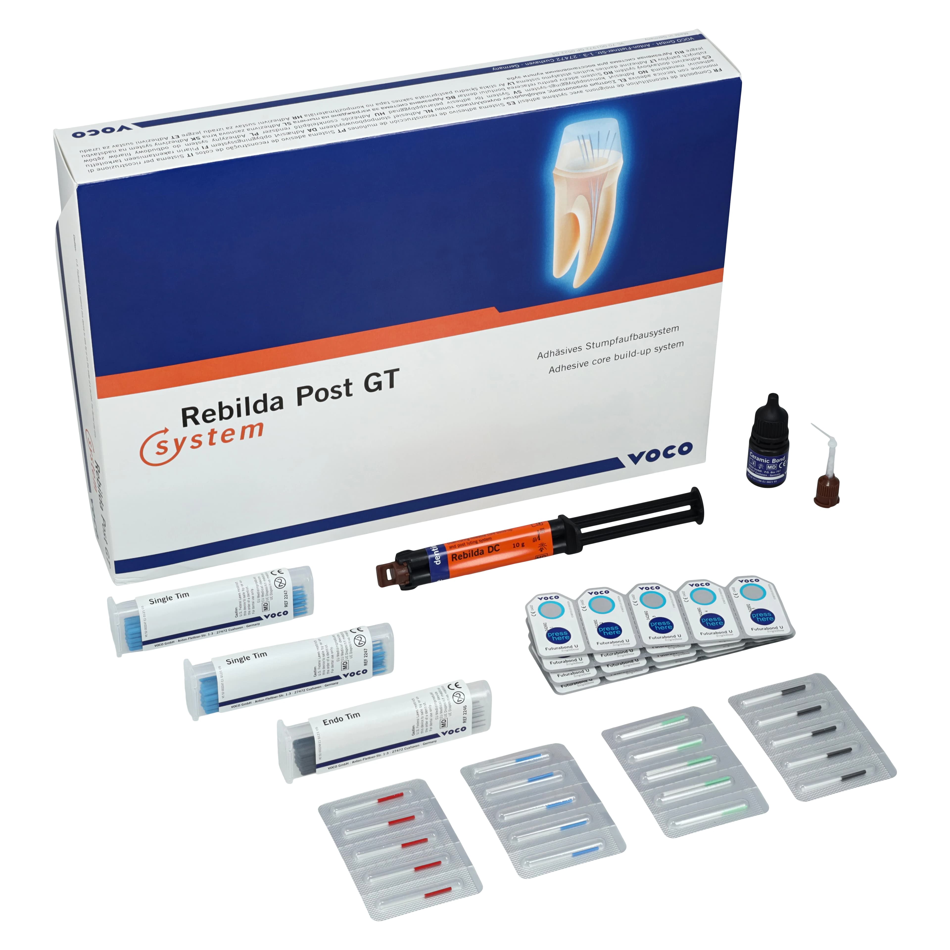 Rebilda Post GT System Kit, Glass Fiber-Reinforced Resin Posts, Assorted Sizes (0.8-1.4 mm), 20 Posts, 5 ml Ceramic Bond, 20 Futurabond U SingleDose, 10 g Rebilda DC Syringe thumbnail 8
