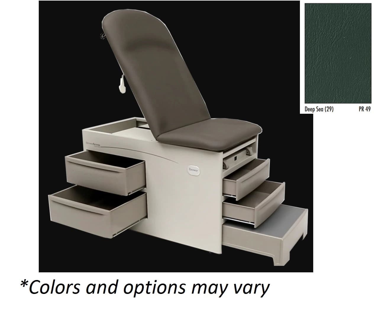 Brewer Access Exam Table with Pelvic Tilt, Deep Sea, 500 lb Capacity - Table Exam Access w/ Pelv Tlt - Image 1