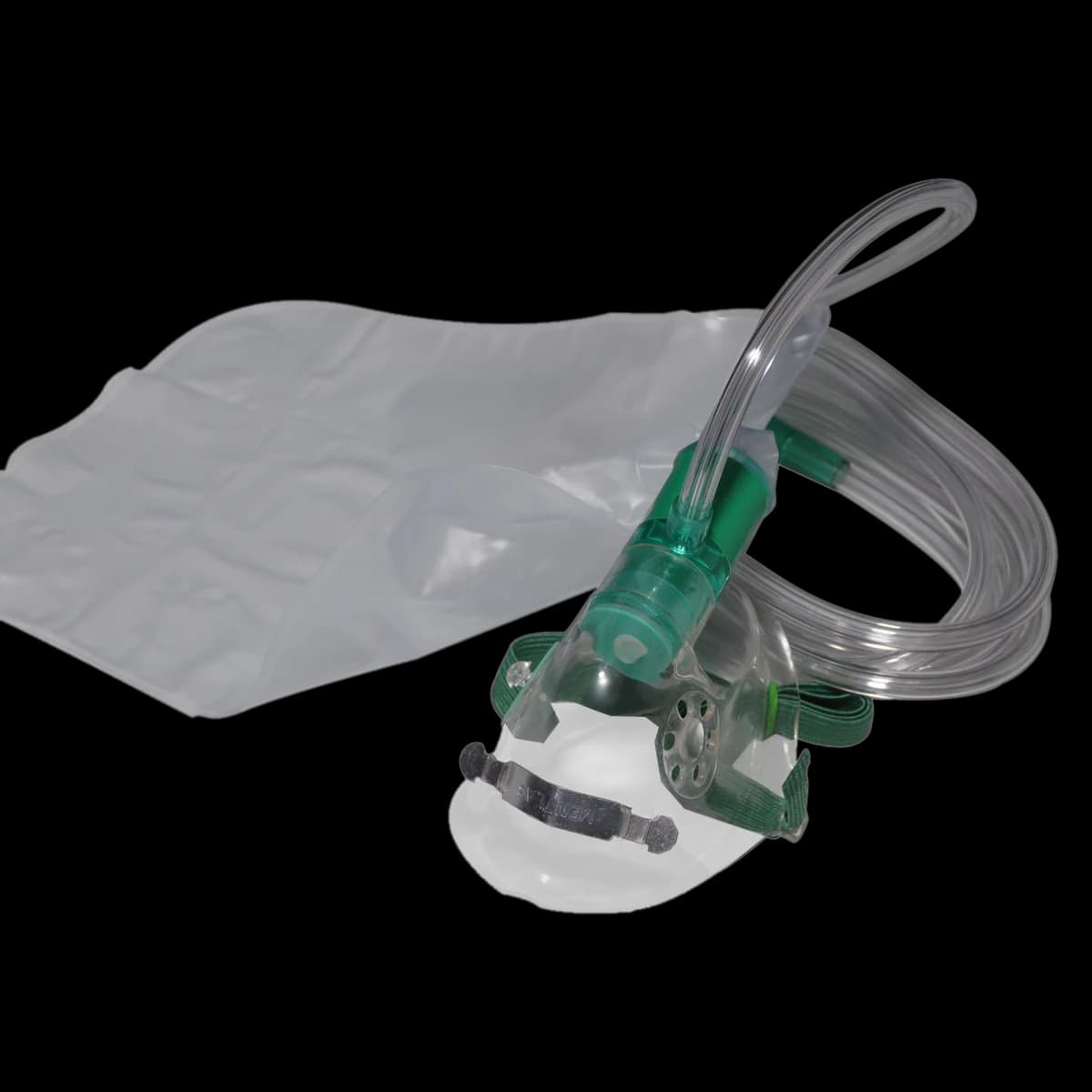 SunMed High Concentration Partial Non-Rebreathing Oxygen Mask, Infant, PVC, Clear/Green 3-Channel Tubing, 7 ft, 50/Case - Mask Oxygn Hgh Cnsntrtn PNB - Image 1