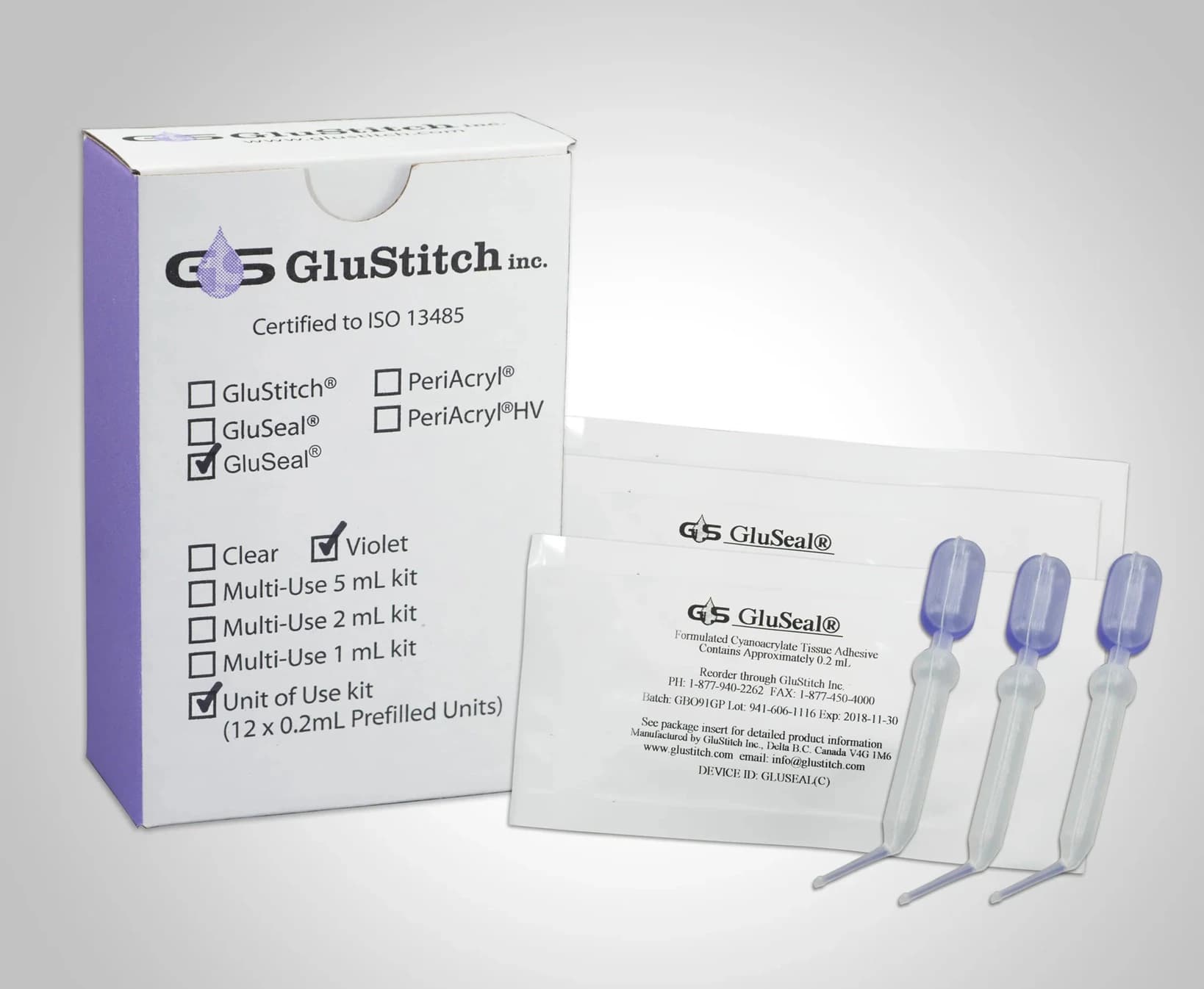 GluSeal Liquid Adhesive Bandage, 0.2 mL, Violet, 12/Box - Bandage Liquid Adhsv GluSeal - Image 1