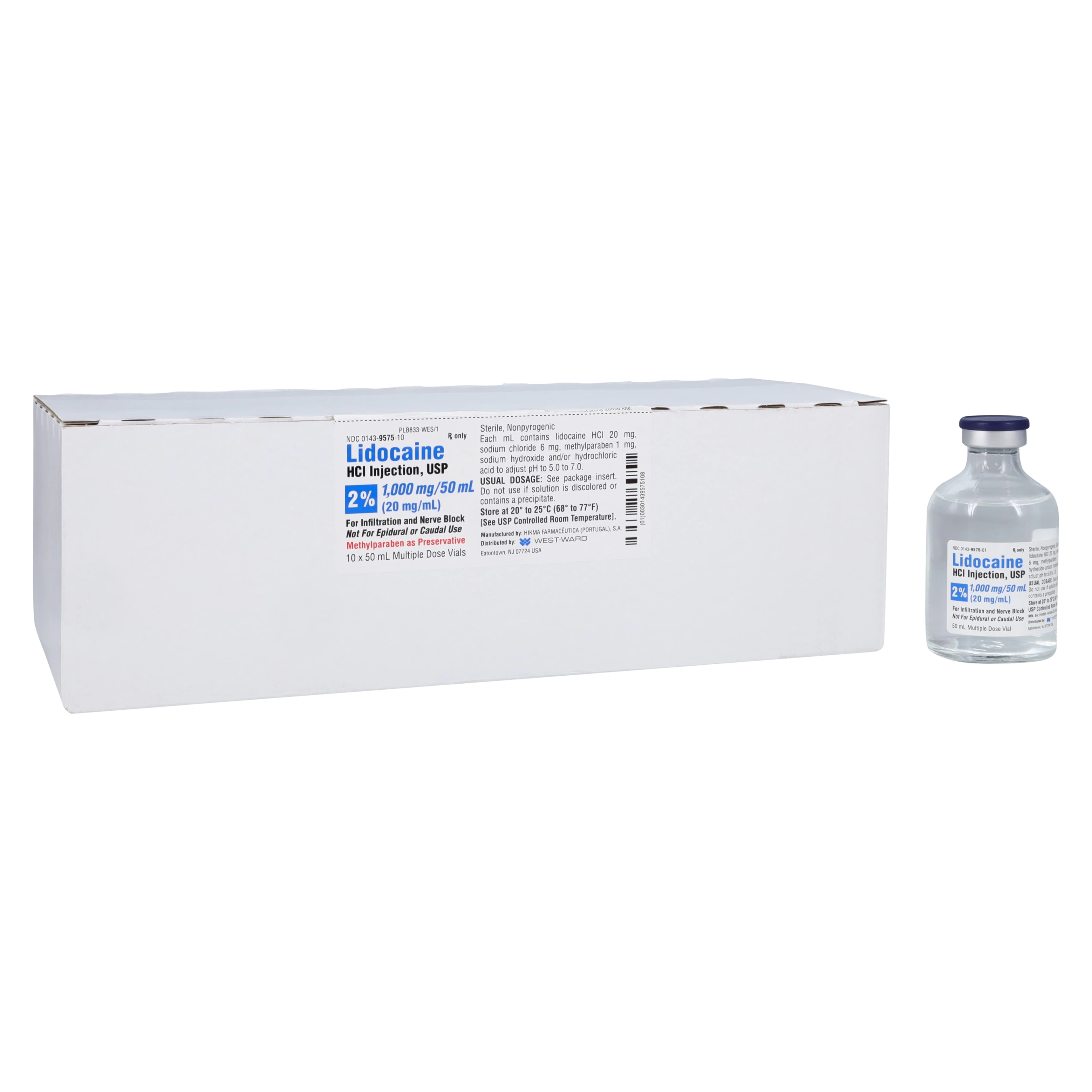 Lidocaine HCl Injection 2% MDV 50mL, 10/Package - Lidocaine HCl Inj MDV 50mL - Image 1