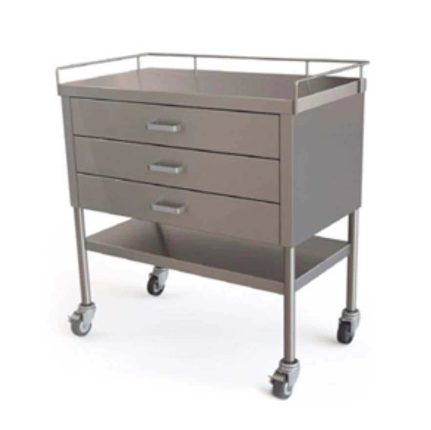 Mac Medical Utility Table with 3 Drawers, 3" Casters, Gray (3D-GR) - Table Utility w/3 Drwrs -3D-GR - Image 1