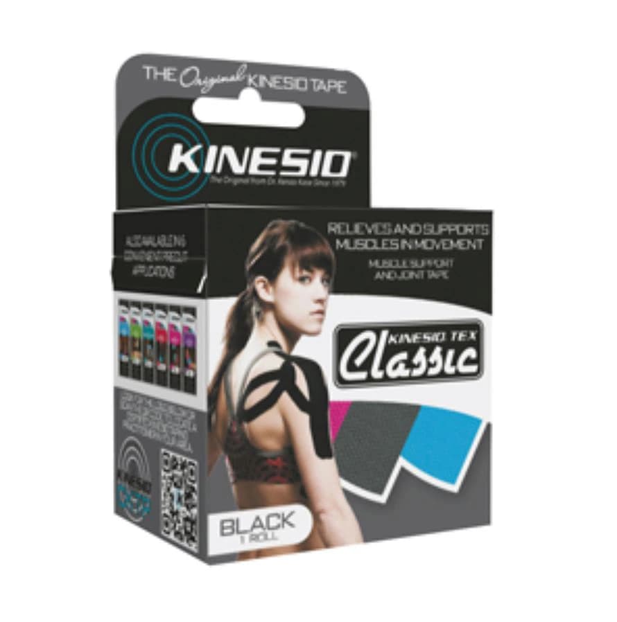 Kinesio Tex Classic Kinesiology Tape, Cotton, 2" x 4.4 yd, Black, Latex-Free, Each - Kinesio Tape Tex Classic Black - Image 1