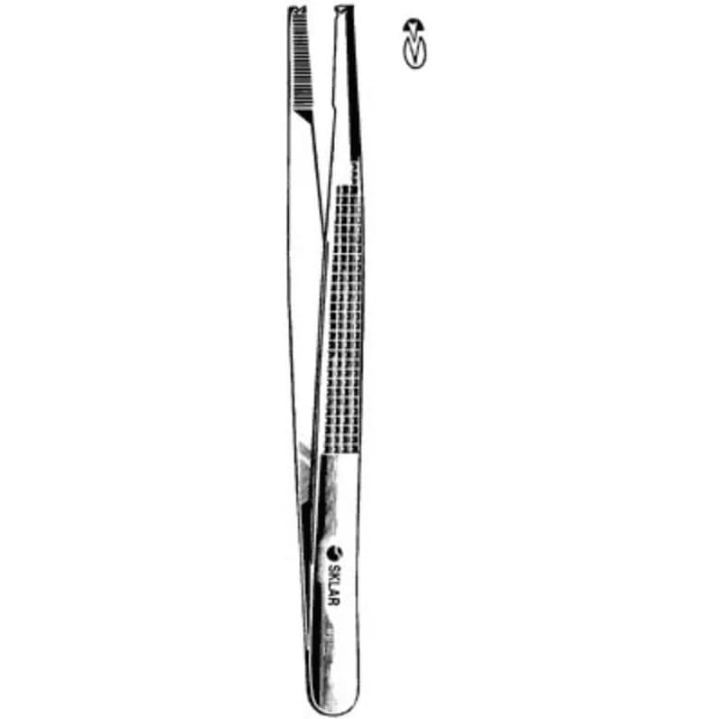 Sklar Bonney Tissue Forceps, 10" Stainless Steel, 1x2 Teeth, Non-Sterile, Each - Forcep Tissue Bonney 1x2 Teeth - Image 1
