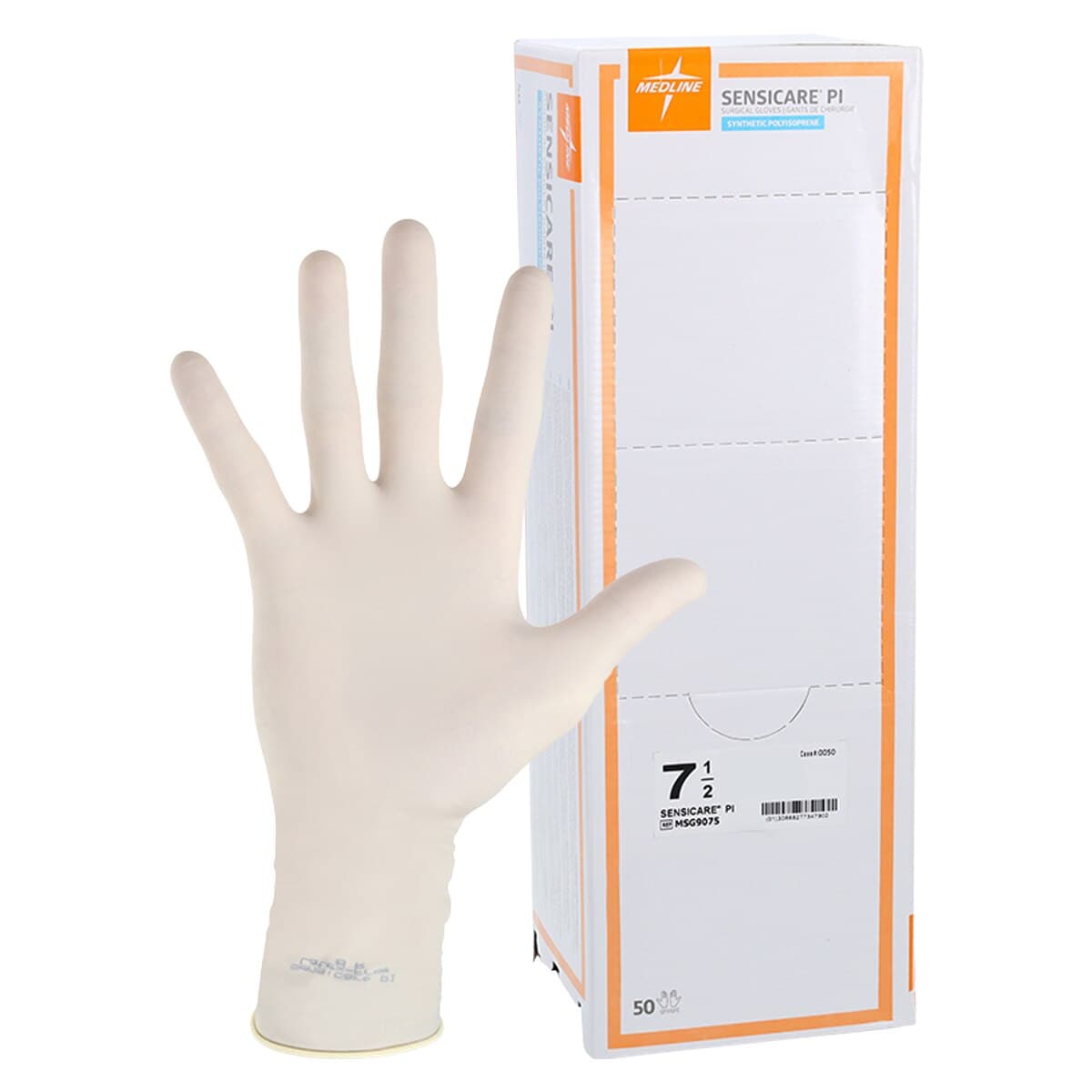 SensiCare PI Polyisoprene Surgical Gloves, Sterile, Powder-Free, Fitted Size 7.5, Cream, 50 Pairs/Box, 200 Pairs/Case thumbnail 2