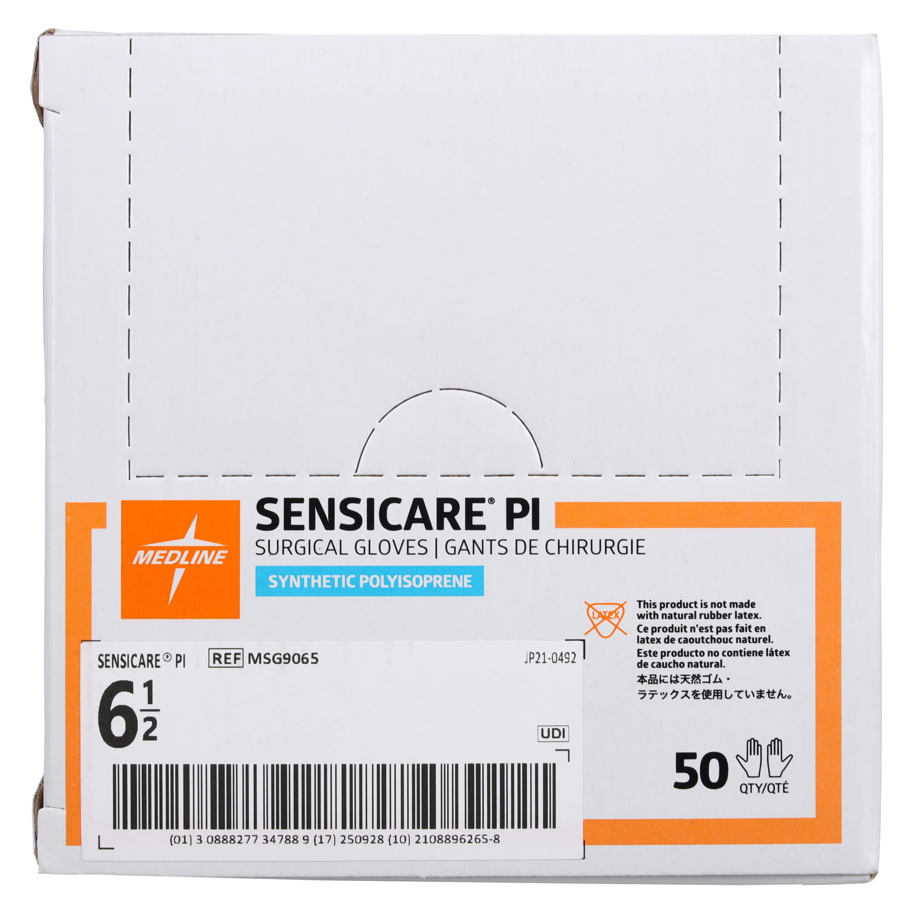 SensiCare PI Polyisoprene Surgical Gloves, Sterile, Powder-Free, Fitted Size 6.5, Cream, 50 Pairs/Box, 200 Pairs/Case thumbnail 5