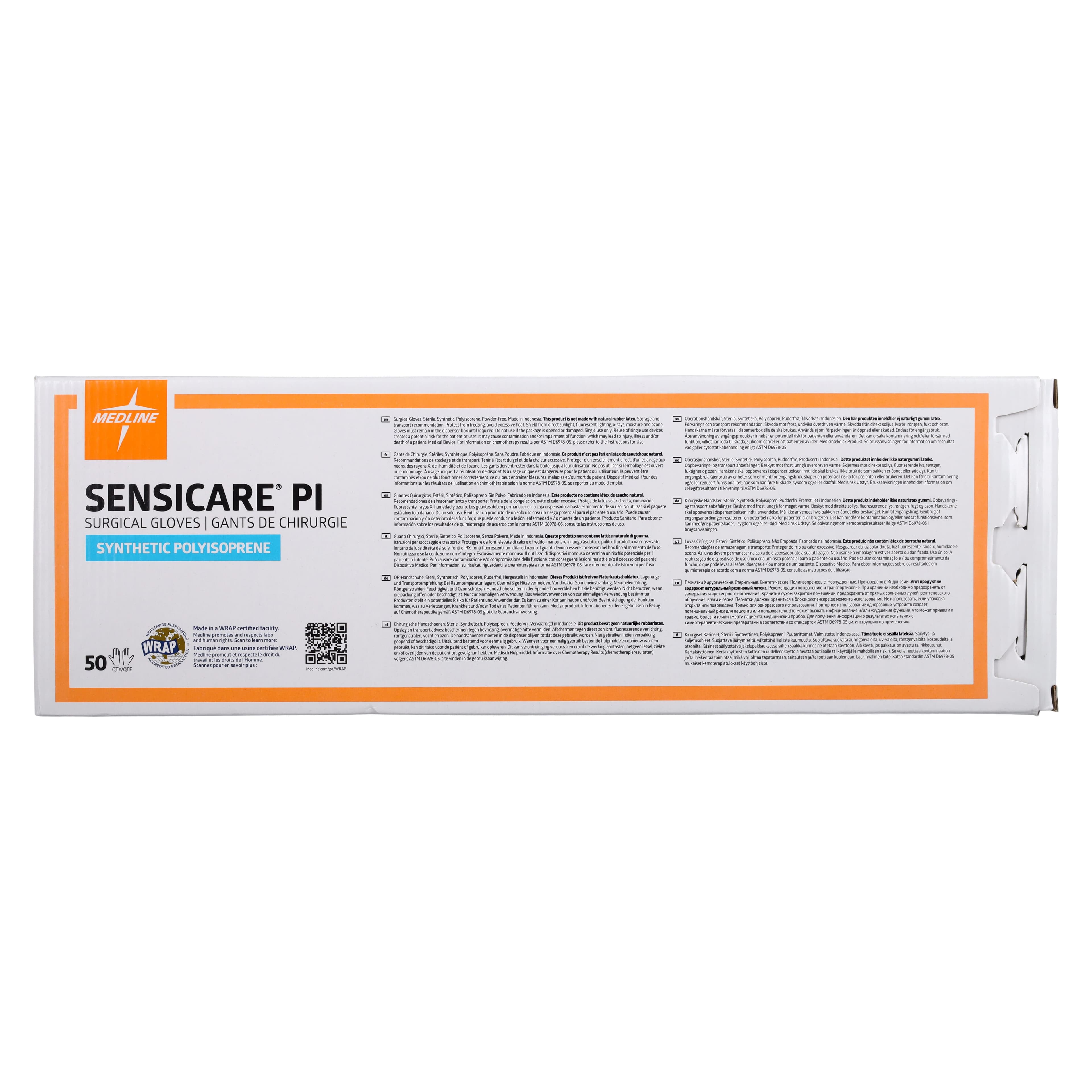 SensiCare PI Polyisoprene Surgical Gloves, Sterile, Powder-Free, Fitted Size 6.5, Cream, 50 Pairs/Box, 200 Pairs/Case thumbnail 7