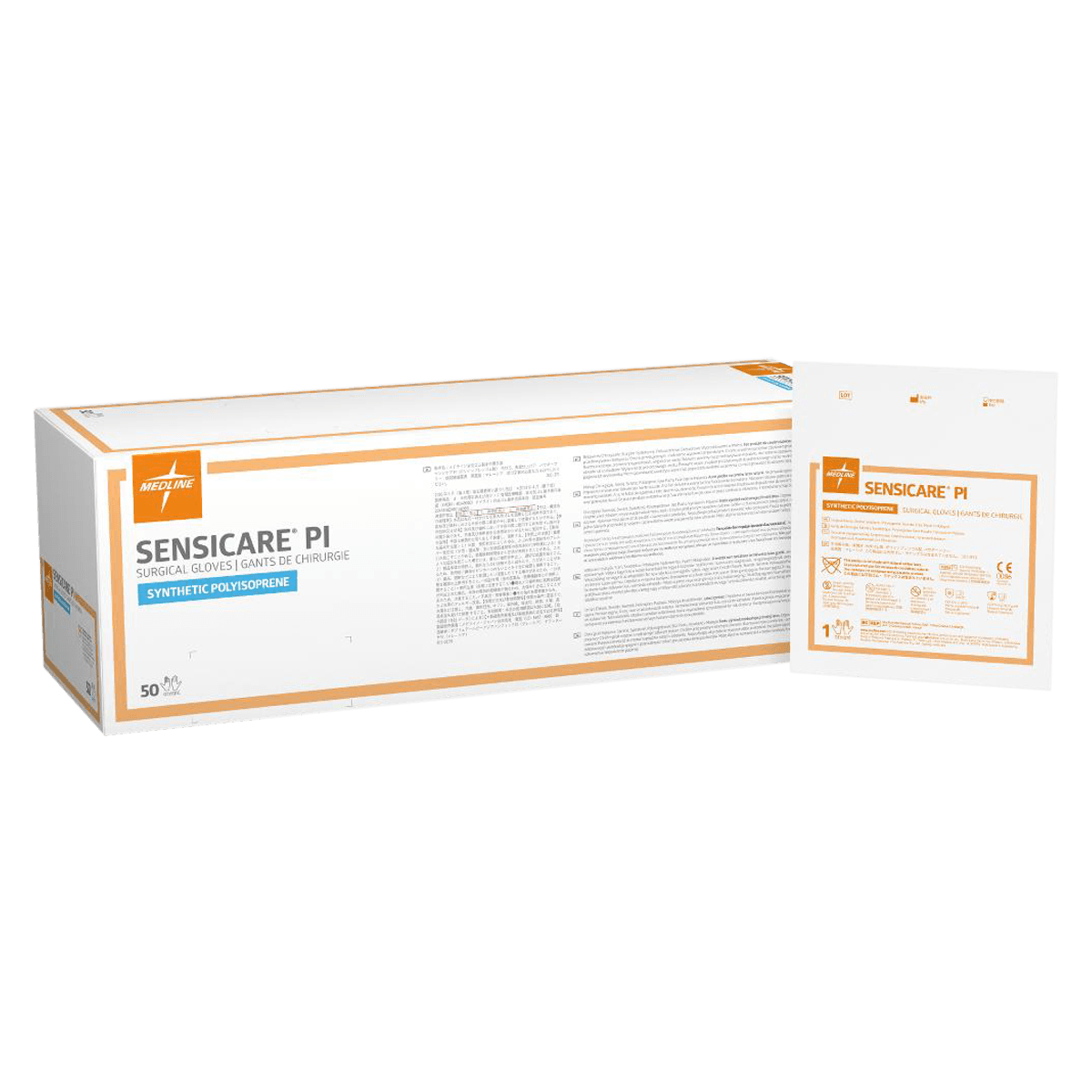 SensiCare PI Polyisoprene Surgical Gloves, Sterile, Powder-Free, Fitted Size 6.5, Cream, 50 Pairs/Box, 200 Pairs/Case thumbnail 2