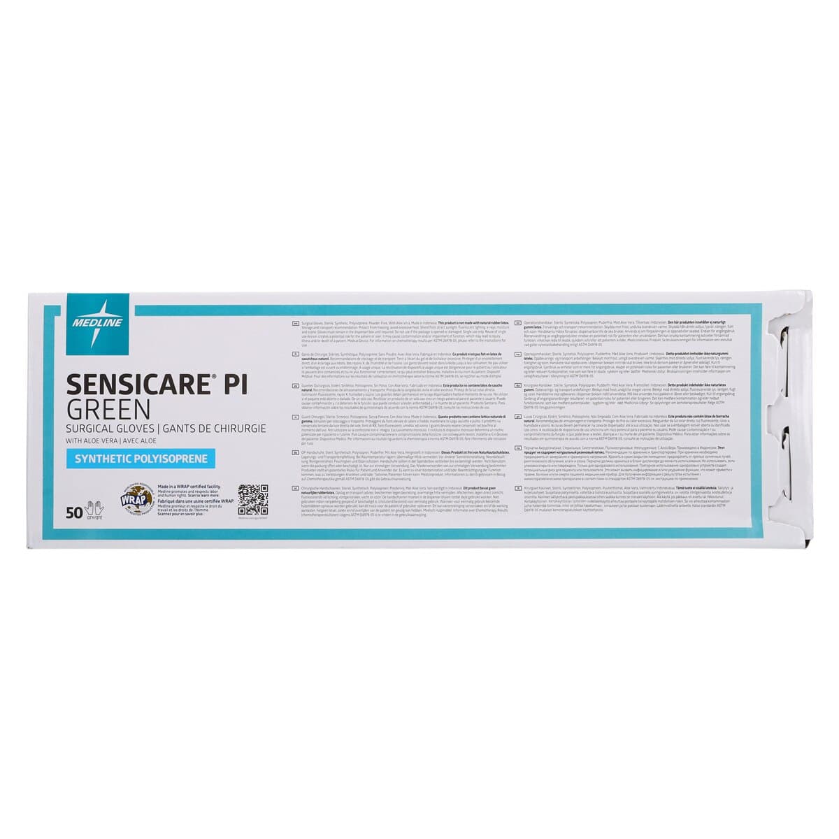 Medline SensiCare PI Synthetic Polyisoprene Surgical Gloves, Size 8, Green, Powder-Free, 50 Pairs/Box thumbnail 5