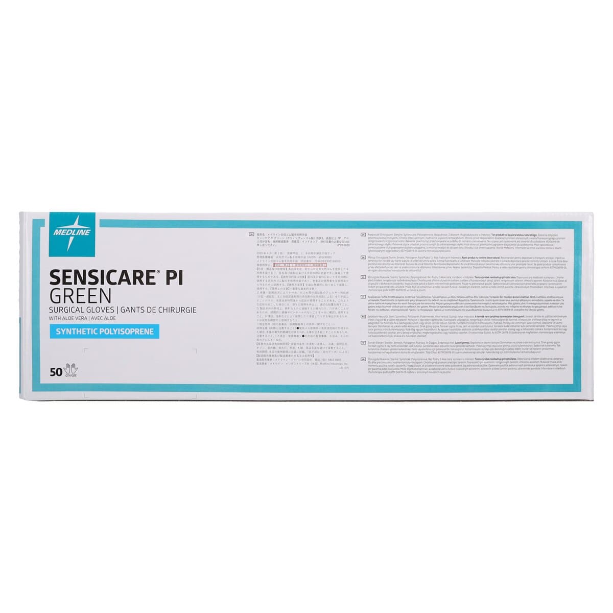Medline SensiCare PI Synthetic Polyisoprene Surgical Gloves, Size 8, Green, Powder-Free, 50 Pairs/Box thumbnail 6