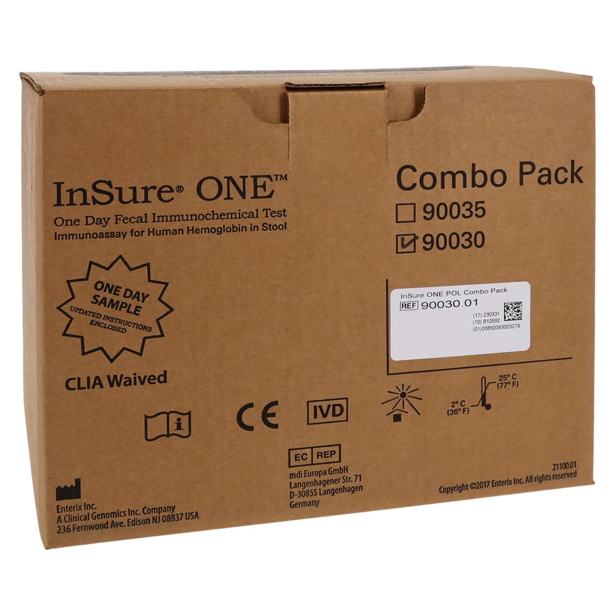 InSure ONE Combo Kit, Fecal Immunochemical Test (FIT), CLIA Waived, Colorectal Cancer Screening, 25 Tests/Box - InSure ONE Combo Kit - Image 1