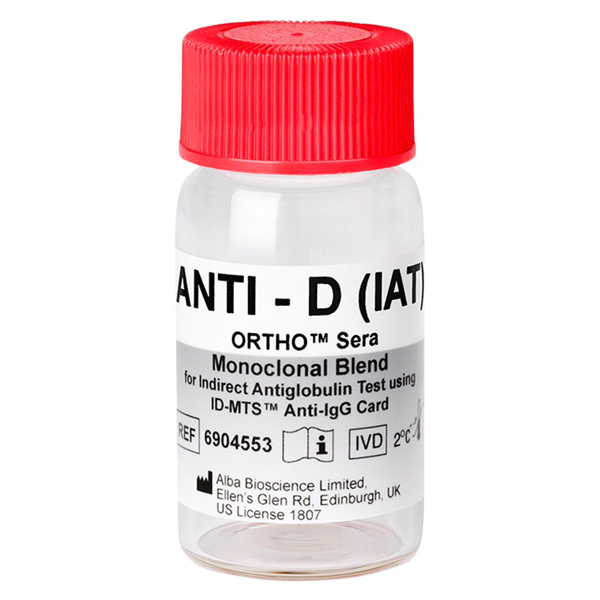 Ortho Sera Anti-D (IAT) Blood Grouping Reagent, 5 mL, 1/Box - ORTHO Sera Anti-D (IAT) - Image 1