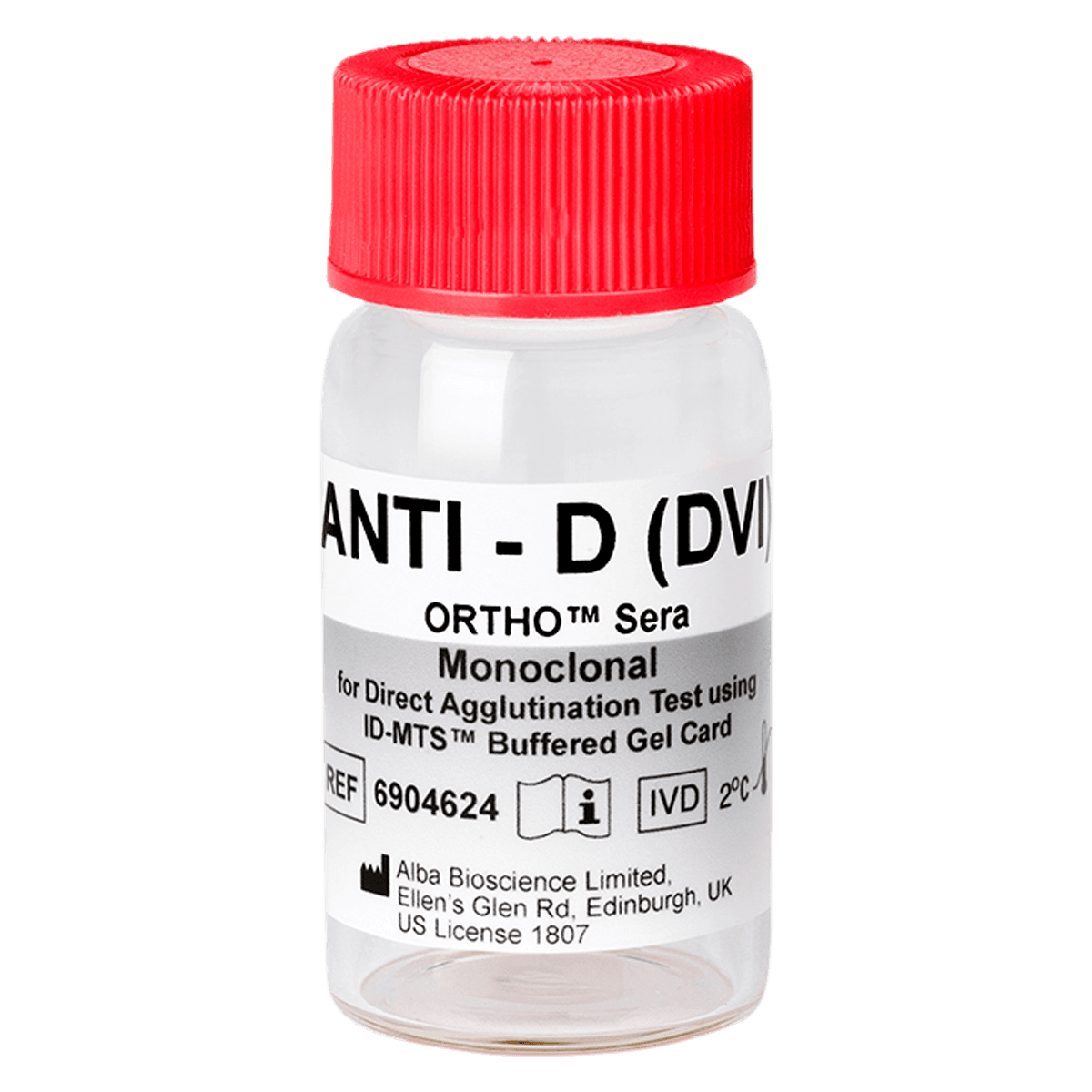 Ortho Sera Anti-D (DVI) Blood Grouping Reagent, 5 mL, 1/Box - ORTHO Sera Anti-D (DVI) - Image 1